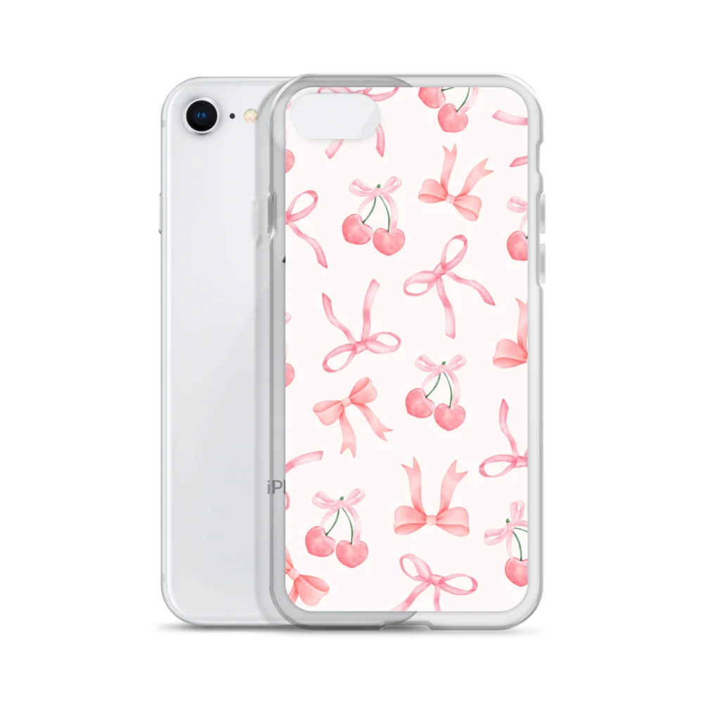 Watercolor Bows & Cherries Clear iPhone Case product image (55)