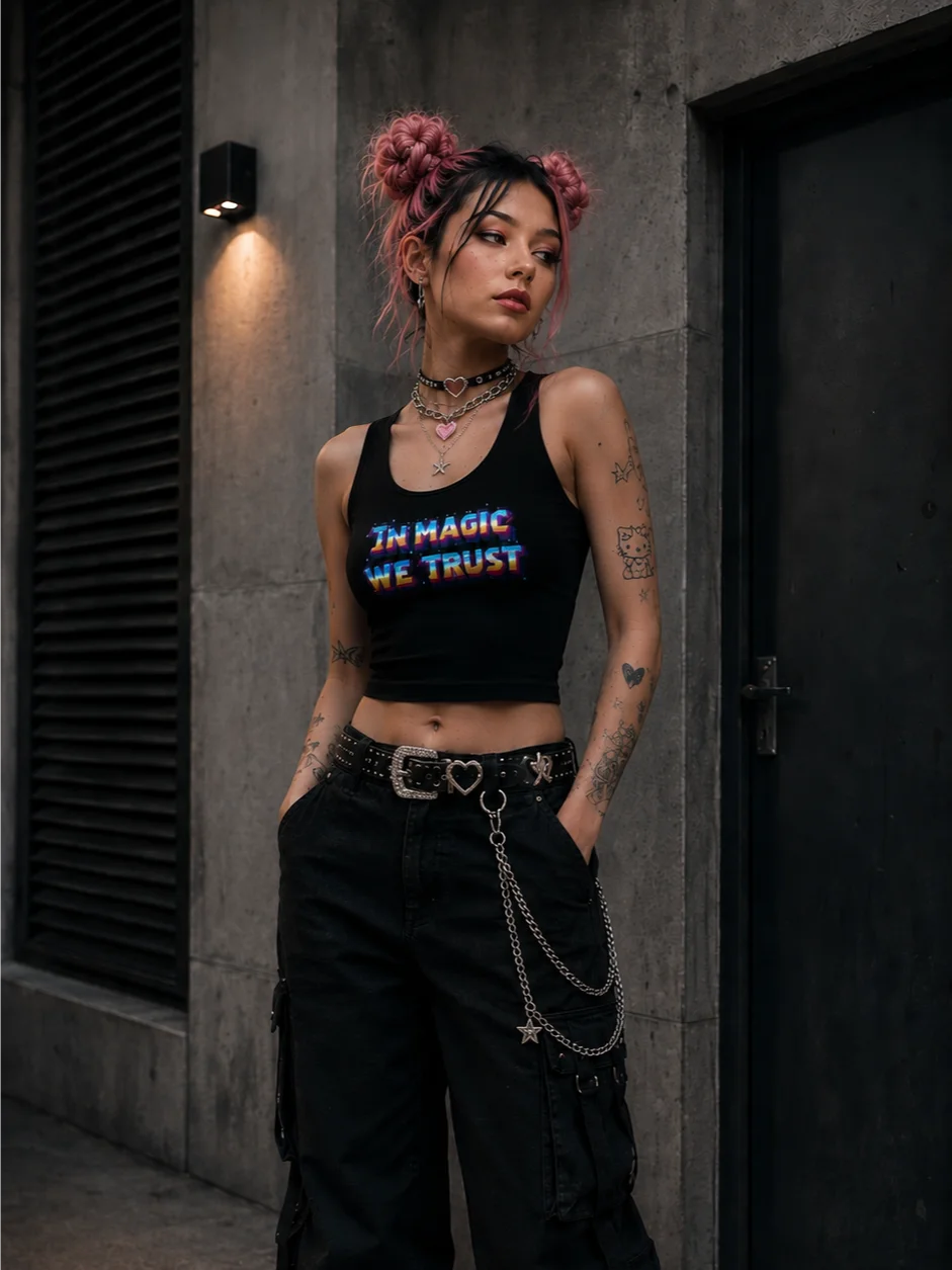 In Magic We Trust All-Over Crop Top product image (1)