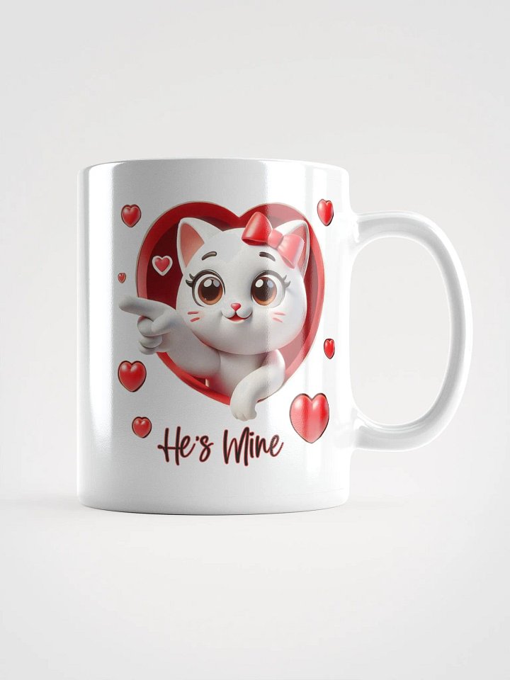 Cute Cat Heart Mug Purrfect Love "He's Mine!" product image (1)