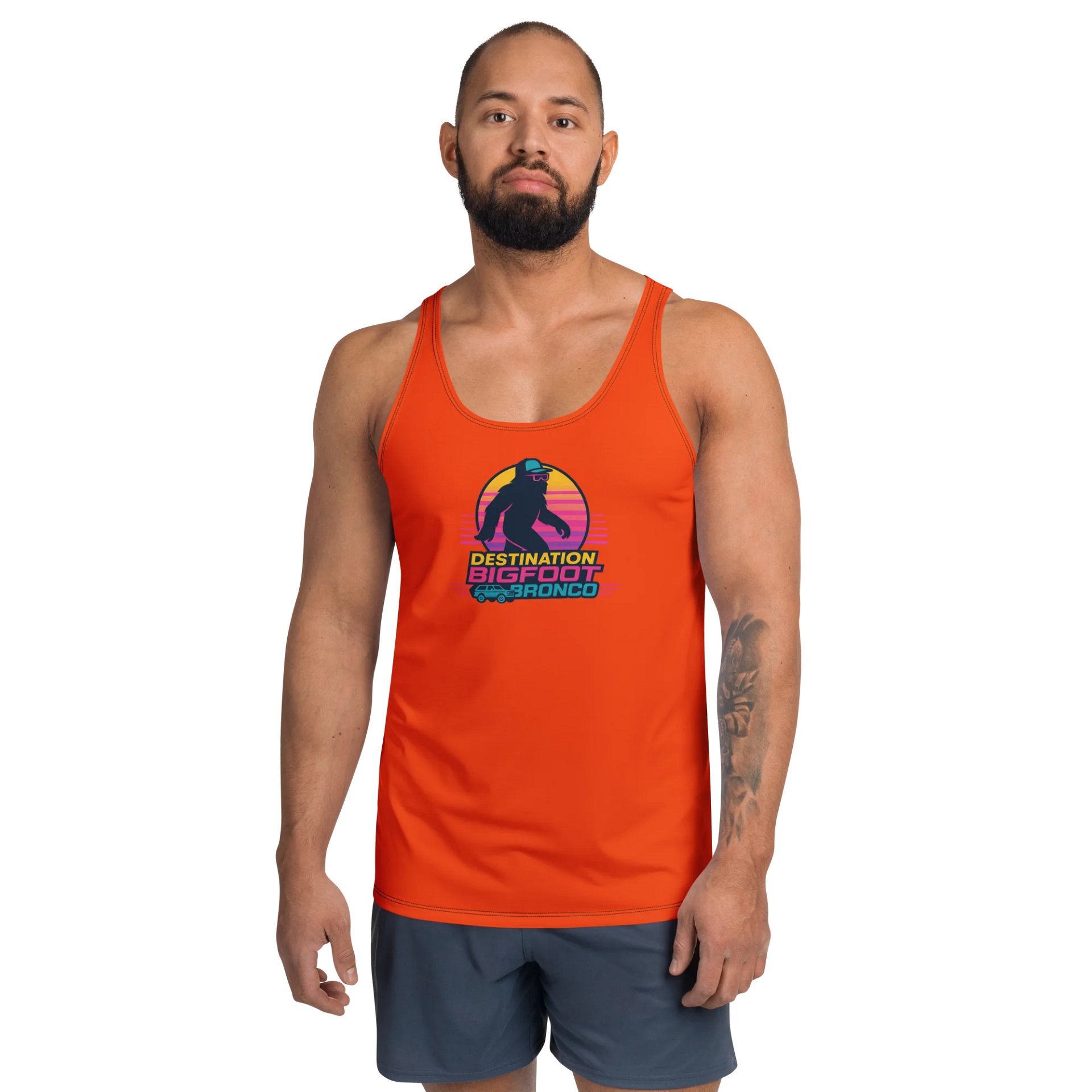Synthsquatch Fitness Tank Top (Neon Orange) product image (1)