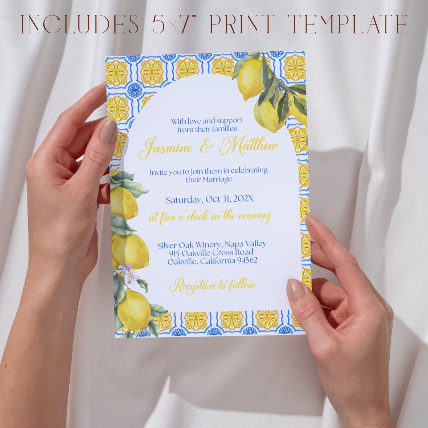 Lemon Wedding Website Template | Amalfi Citrus Theme | Editable Canva Template | Destination Wedding | RSVP Website | 5x7 Invite Included product image (8)
