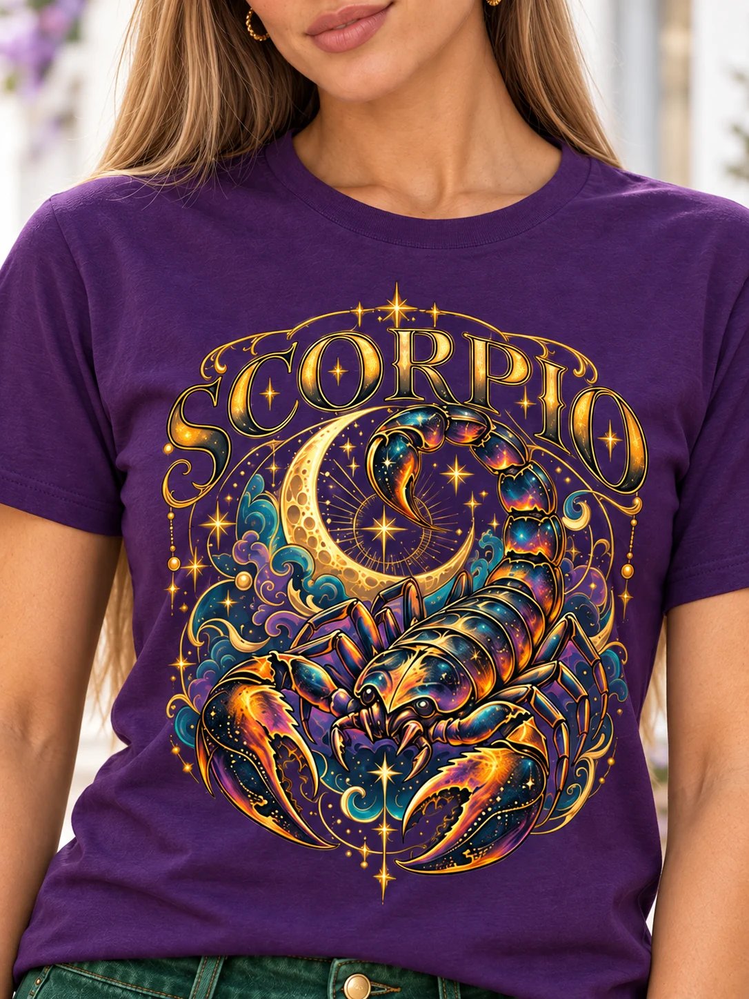 Scorpio Zodiac T-Shirt With Celestial Scorpion and Moon product image (1)