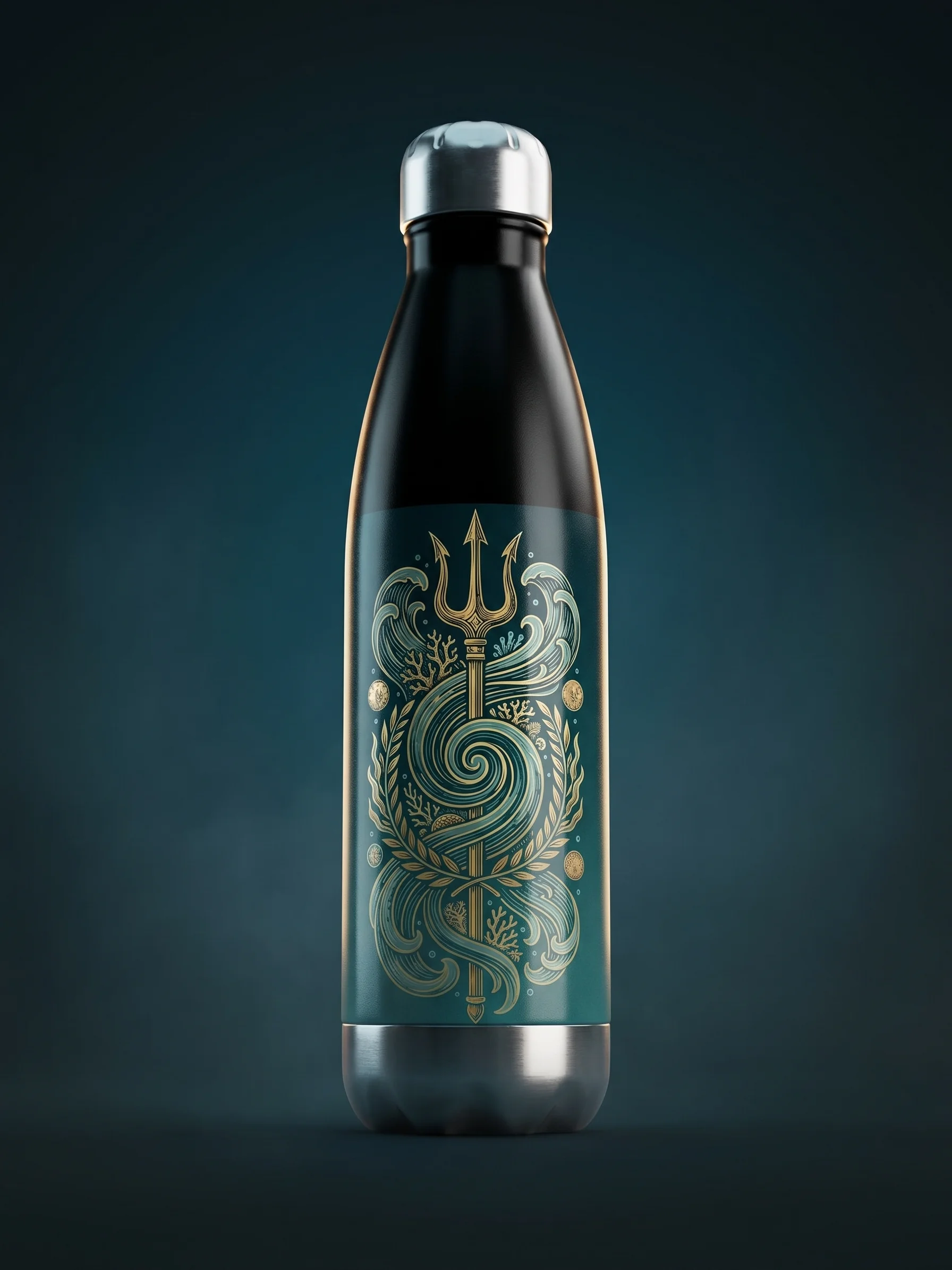 Poseidon Trident Stainless Steel Water Bottle – Greek Mythology Ocean Design product image (1)