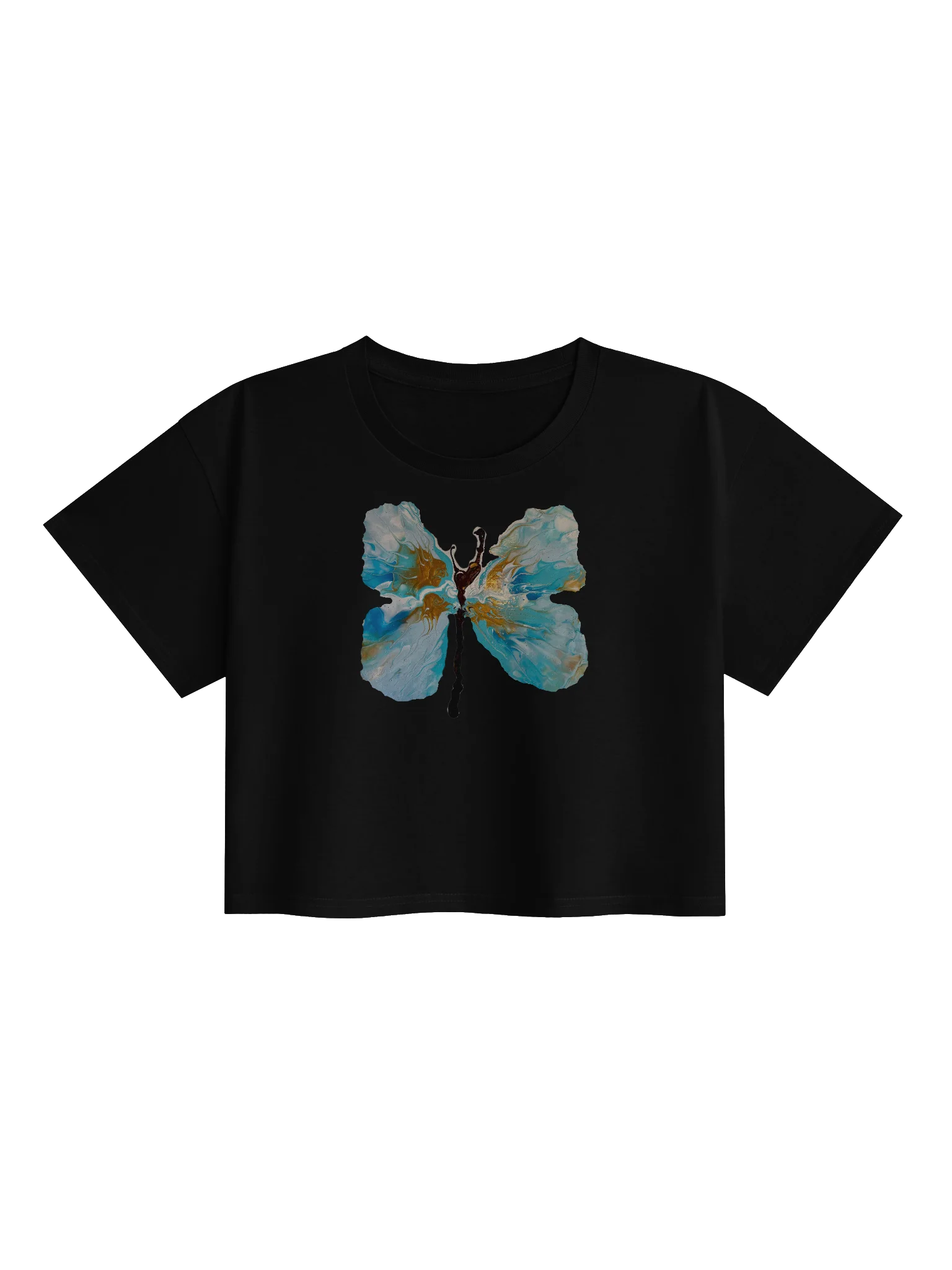 Urban Gold and Blue Butterfly Crop Top product image (1)