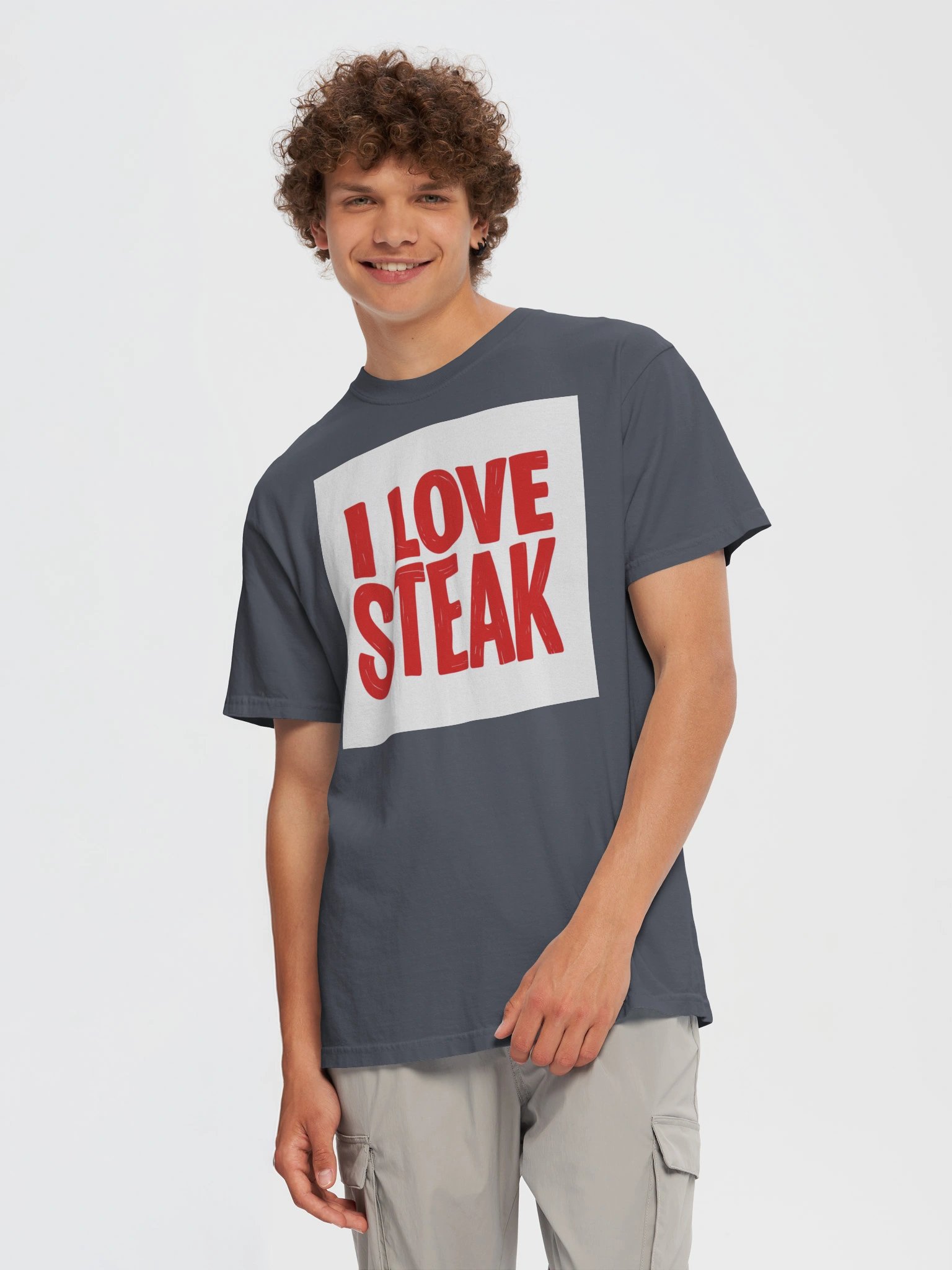 I Love Steak Charcoal Gray T-Shirt product image (5)