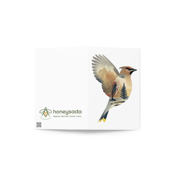 Cedro The Cedar Waxwing (Western Abstract) - A Honeysada Greeting Card product image (2)