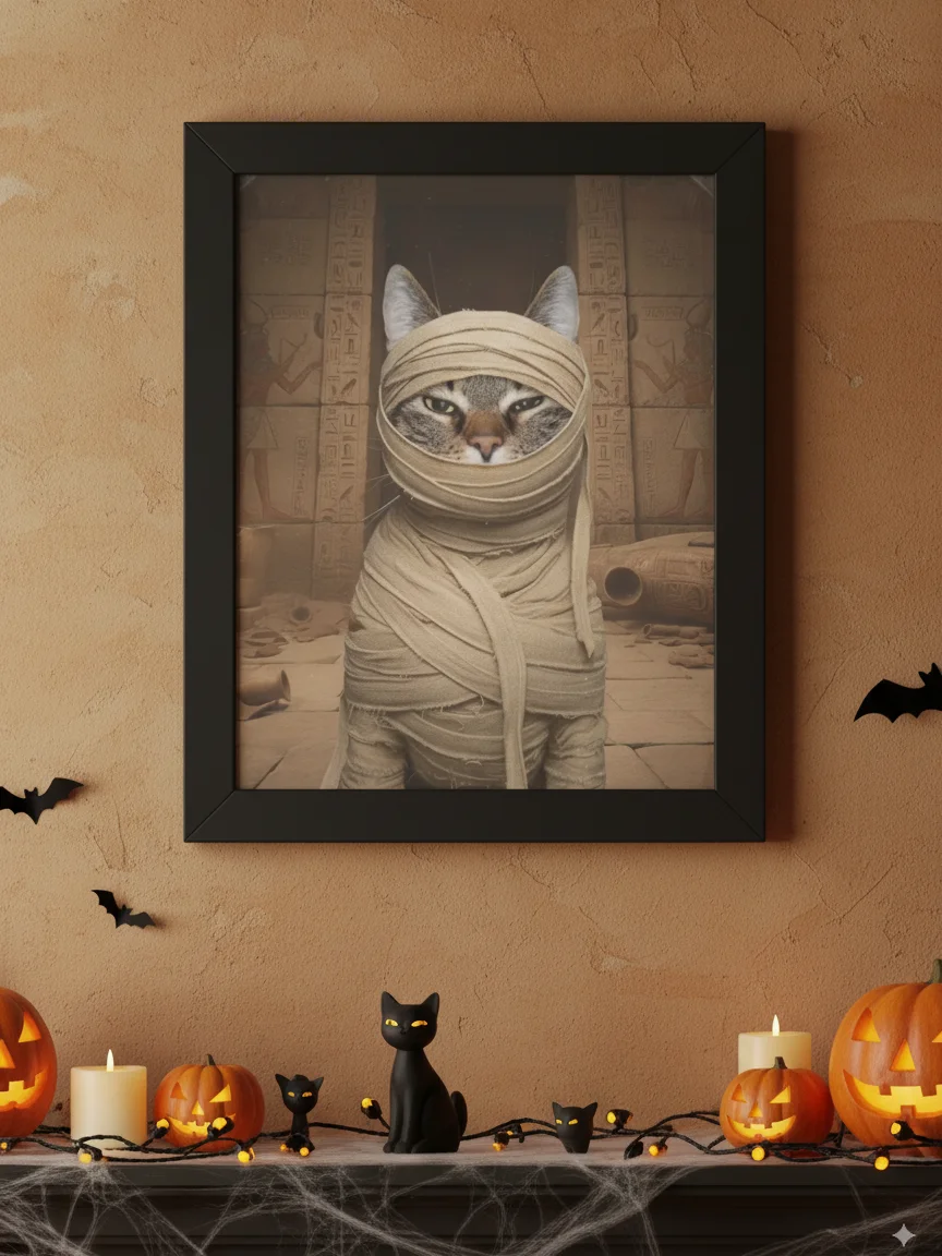 HALLOWEEN NIGHT / FRAMED PET ART / HIGH-QUALITY PRINT product image (1)