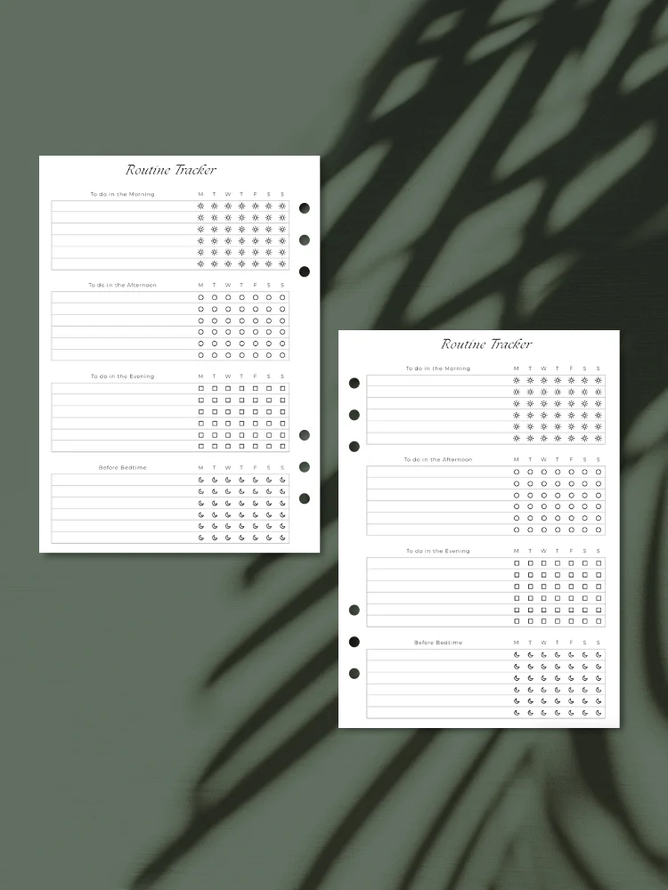 A5 Routine Tracker Inserts | Organize Your Daily Activities | Printable product image (1)