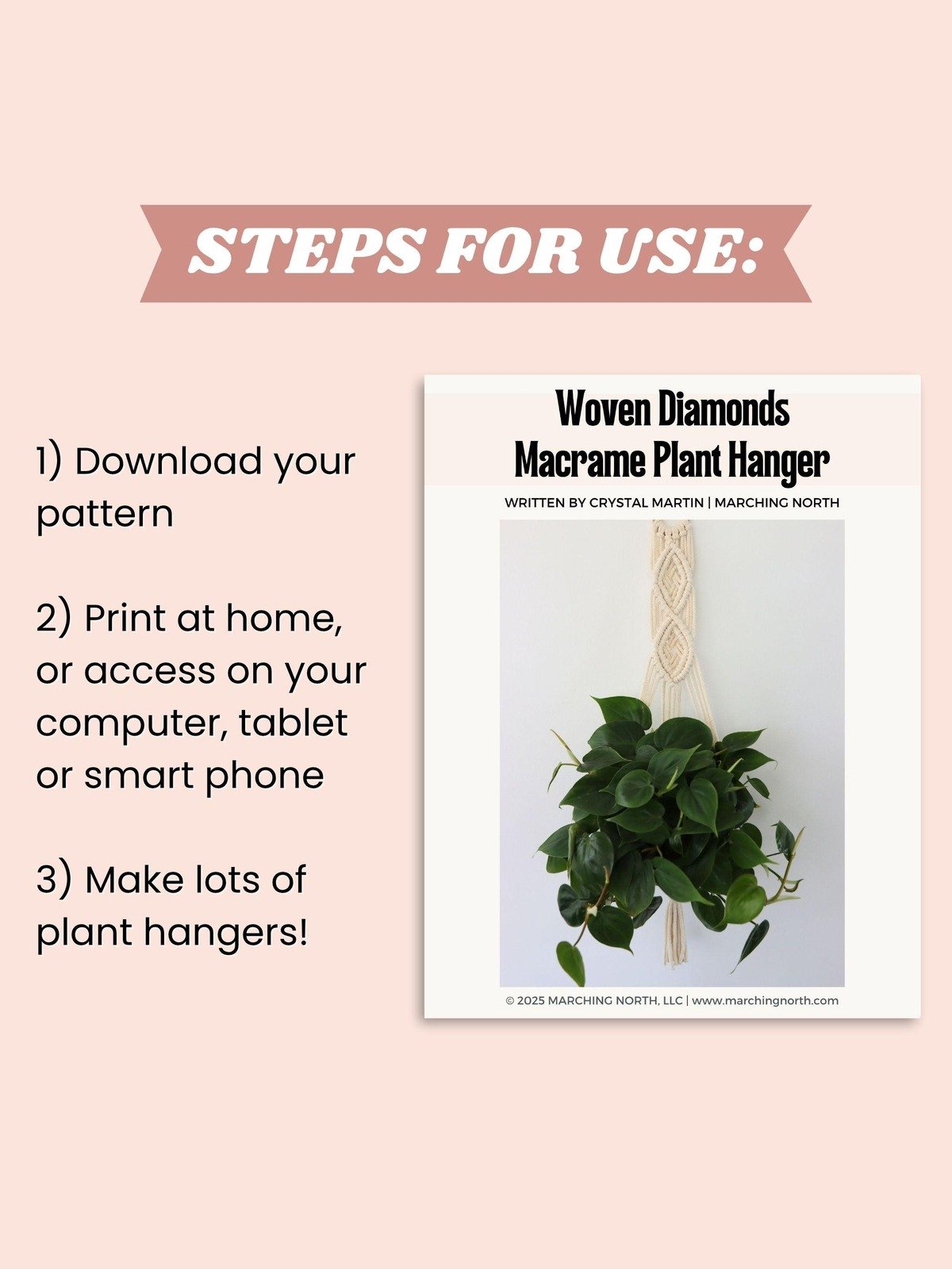 Woven Diamonds Macrame Wall Plant Hanger (Digital PDF Pattern) product image (4)