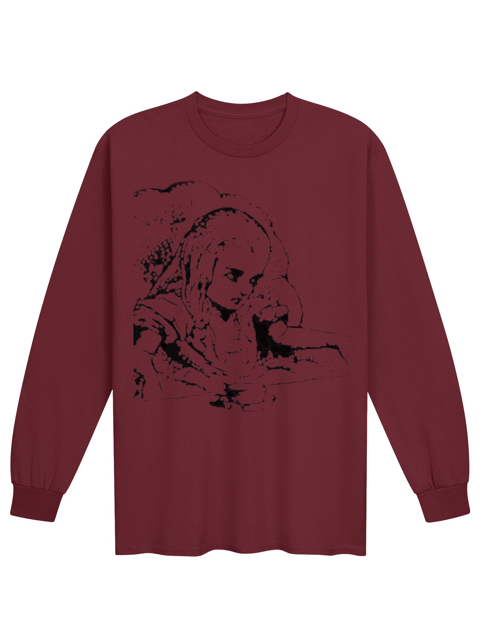 Alice Mad Tea-Party Unisex Cotton Long Sleeve Shirt, Original John Tenniel Illustration product image (1)