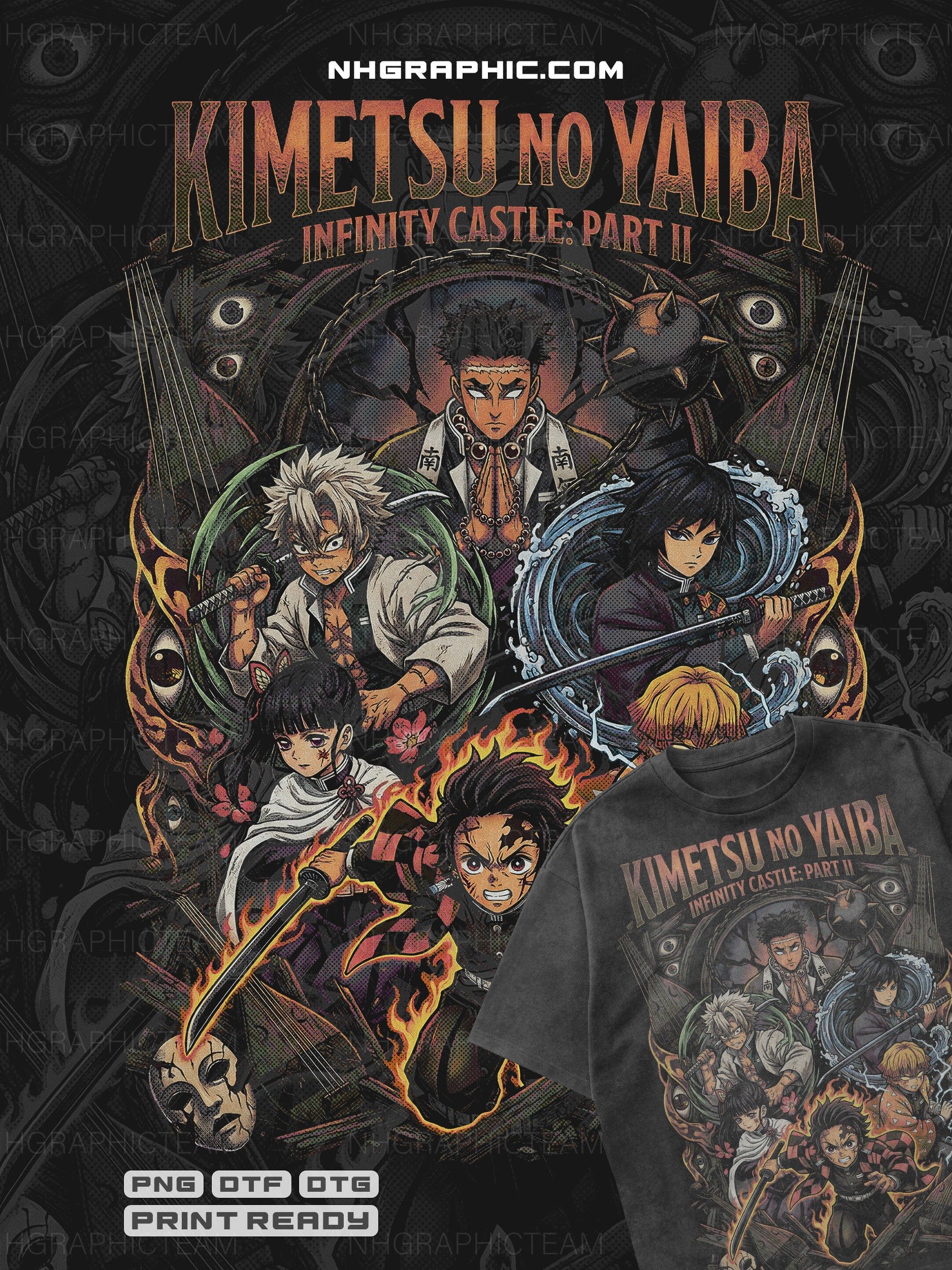 11 Demon Slayer Infinity Castle 2 Halftone PNGs product image (6)