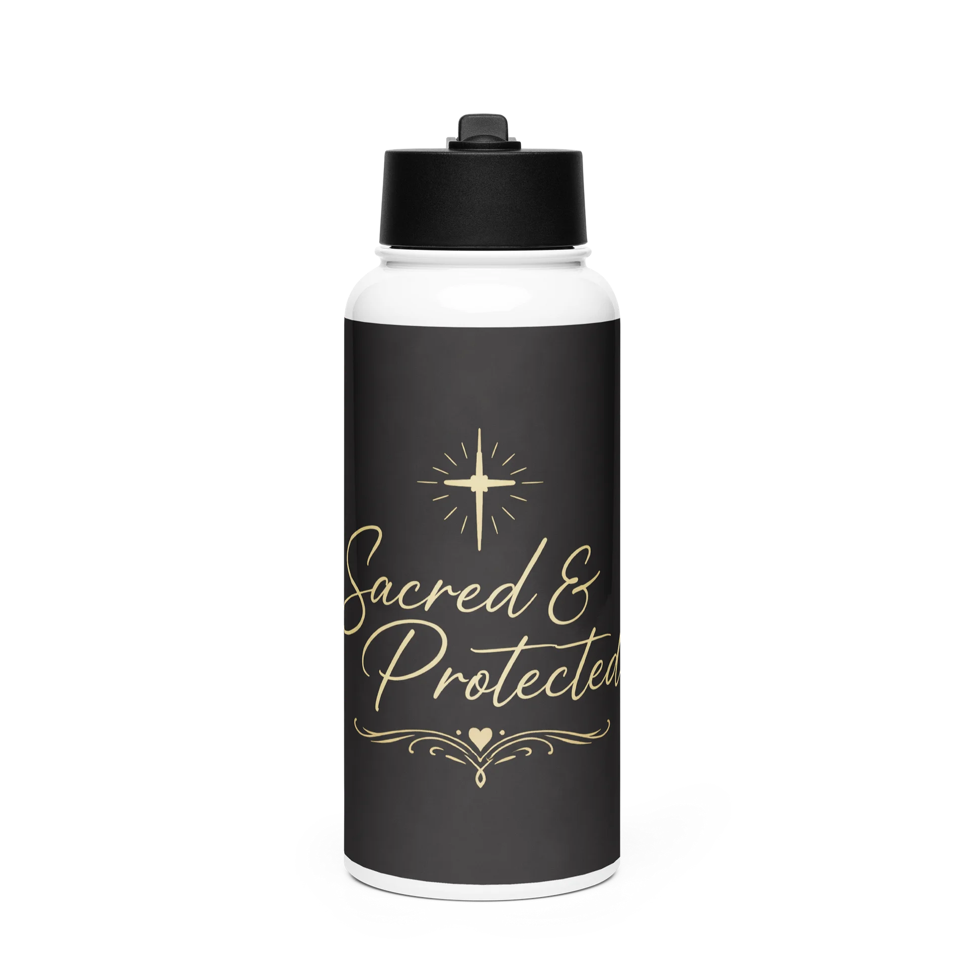Sacred & Protected Golden Cross Stainless Steel Water Bottle product image (1)