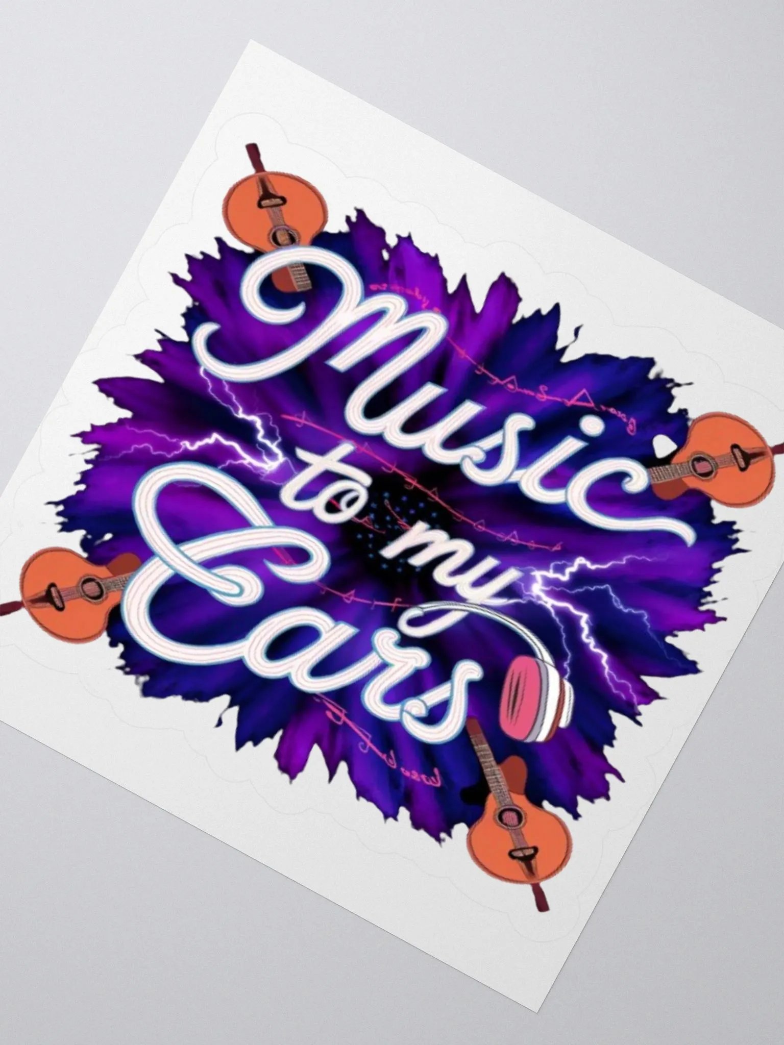 Music to My Ears | Abstract Music Sticker | Guitars & Headphones | Kiss Cut Vinyl product image (2)