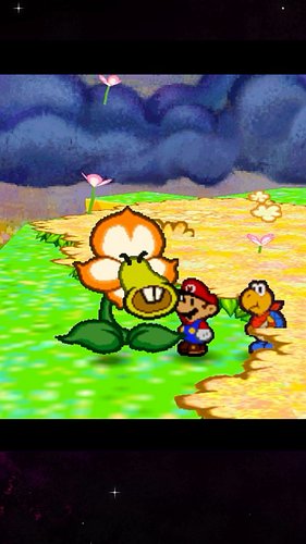 While exploring the Flower Fields in Paper Mario, we came across a flower that looked... suspicious.

Everything about the co...