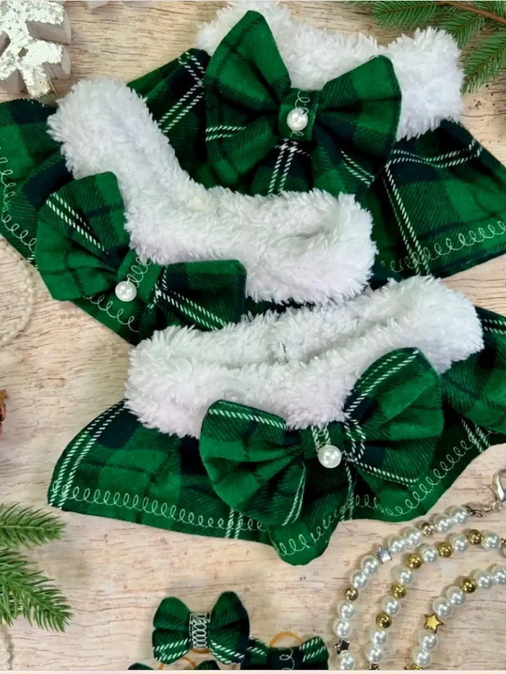 Emerald Plaid Dog Cape: Holiday Pet Accessories, Dog Christmas Outfit, Green Tartan Pet Robe product image (1)
