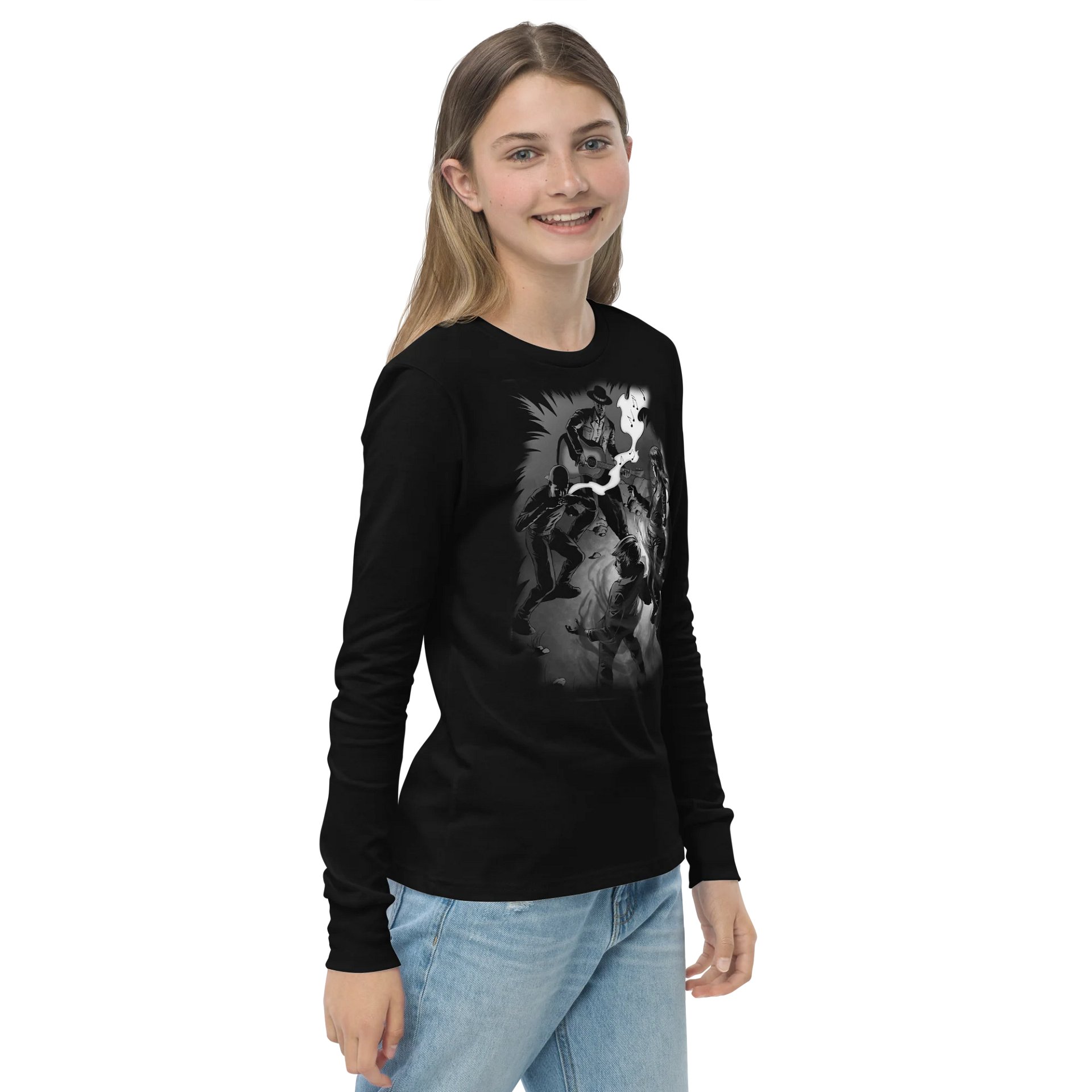 Shadows on the Silver Strings - Sliver Jack - BearBella+Canvas Youth Long Sleeve T-Shirt product image (4)