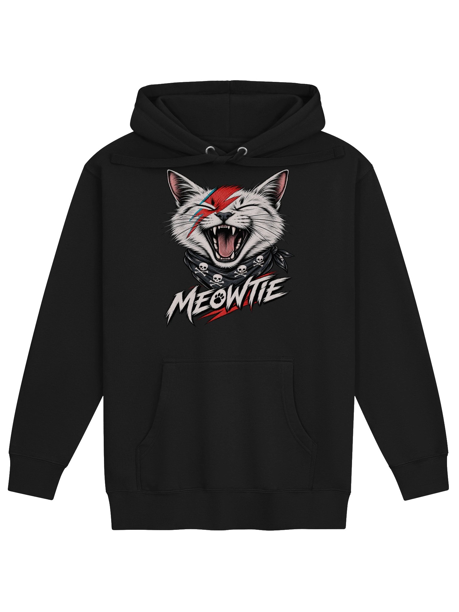 Meowtie Glam Rock Cat Graphic Hoodie | David Bowie Inspired Cat Sweatshirt product image (1)
