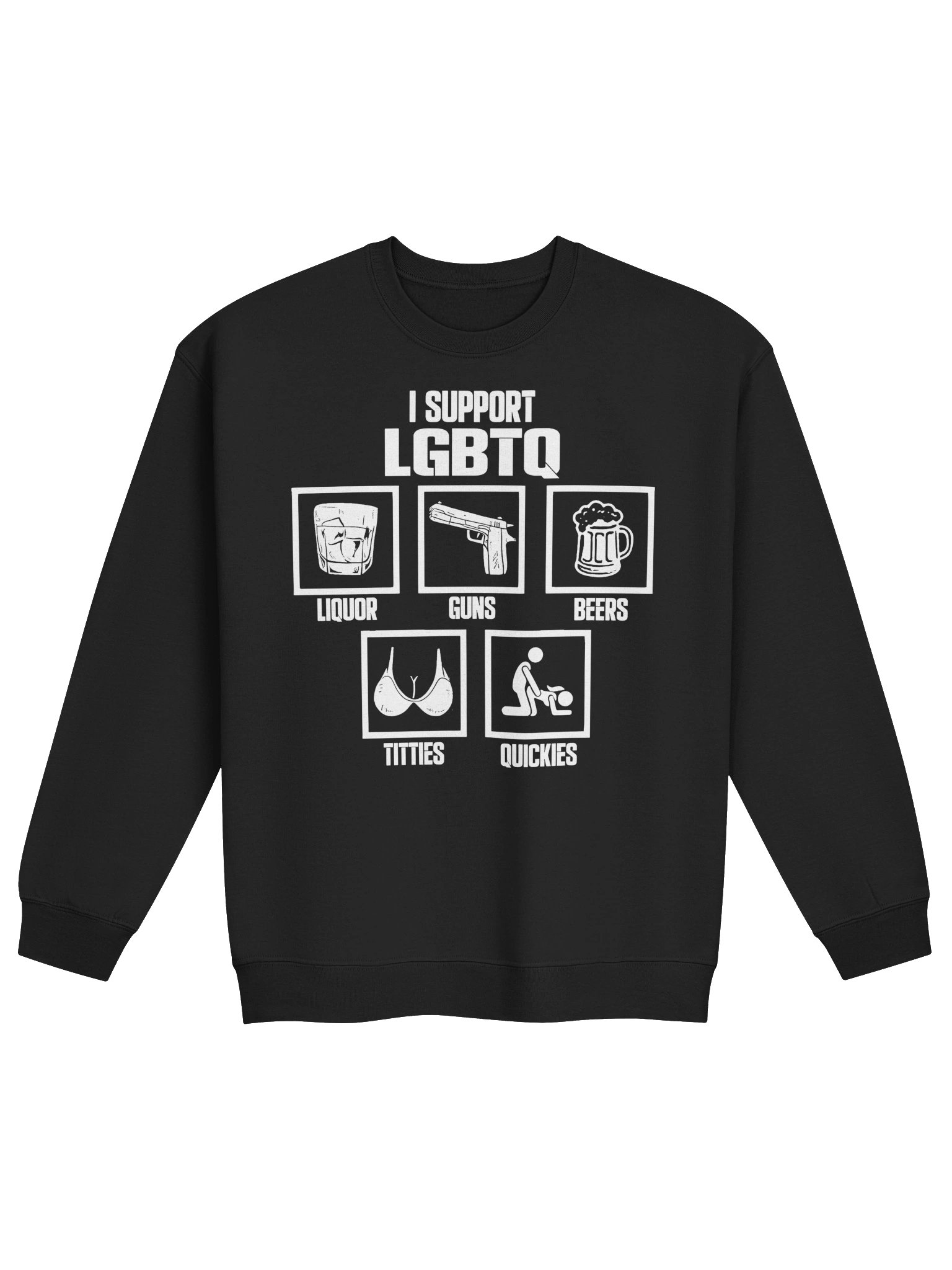 I Support LGBTQ Liquor Guns Beer Titties Quickies Sweatshirt product image (1)