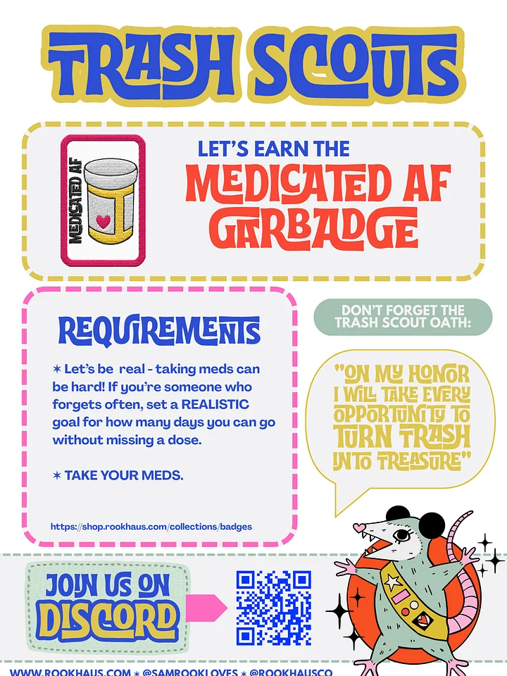 Trash Scouts GARBADGE: Medicated AF - Embroidered Badge product image (2)