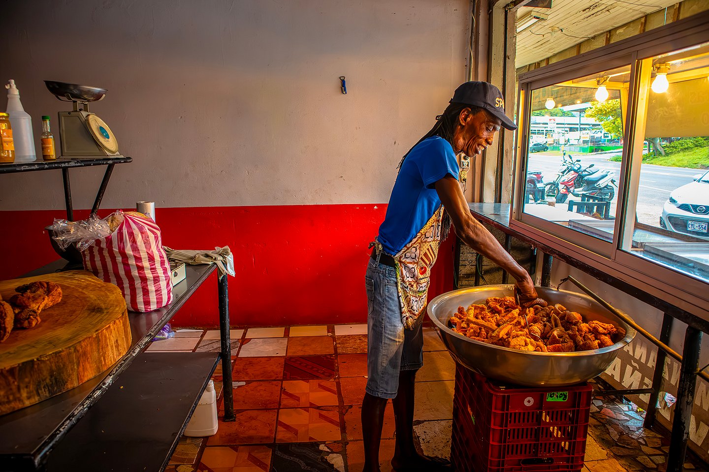 A chicharron master at work, Costa Rica