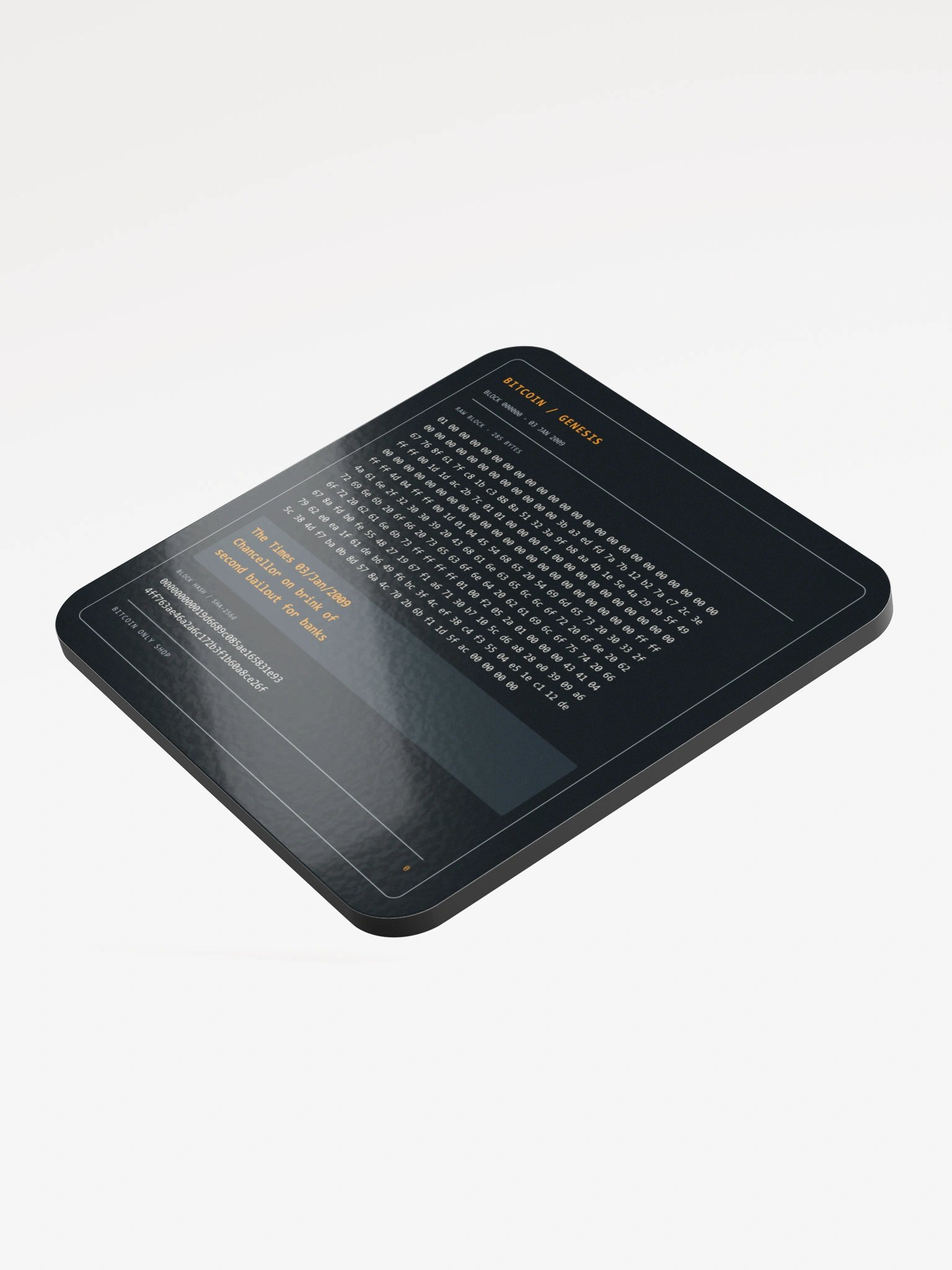 Genesis Block — Obsidian Bitcoin Coaster product image (3)