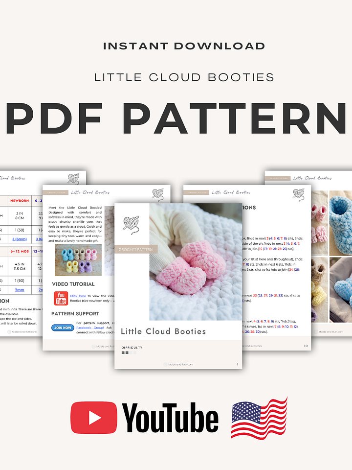 Little Cloud Booties Crochet Pattern product image (2)