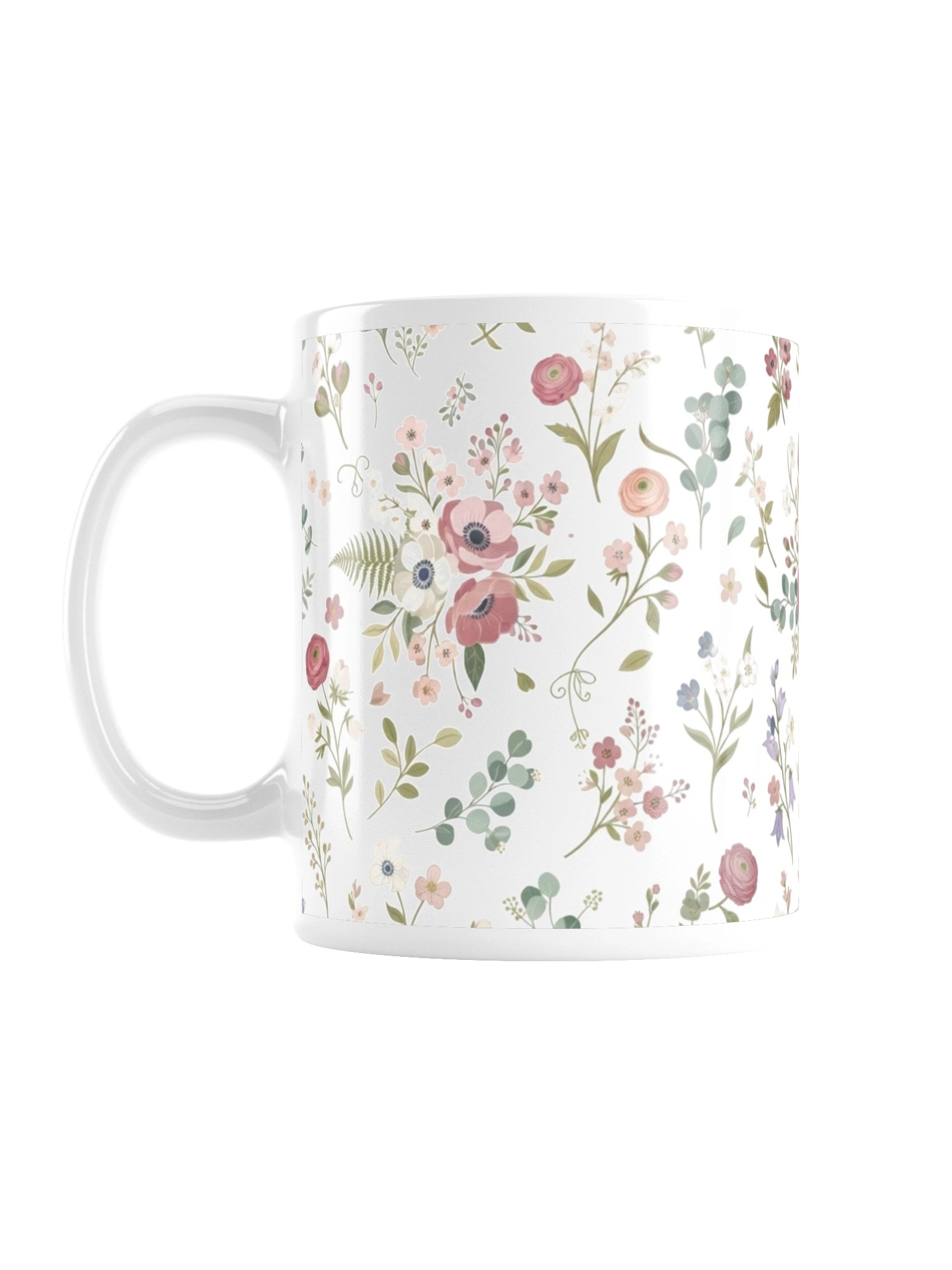 Elegant Floral Pattern Mug – Botanical Flowers & Leaves Coffee Cup product image (2)