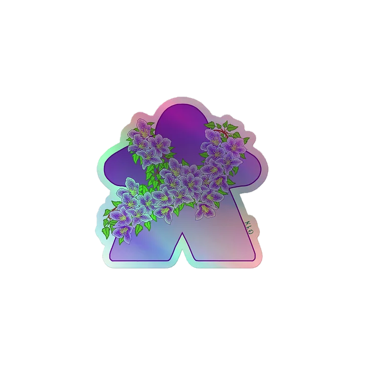 Purple Spring Flower Meeple Holographic Sticker product image (1)