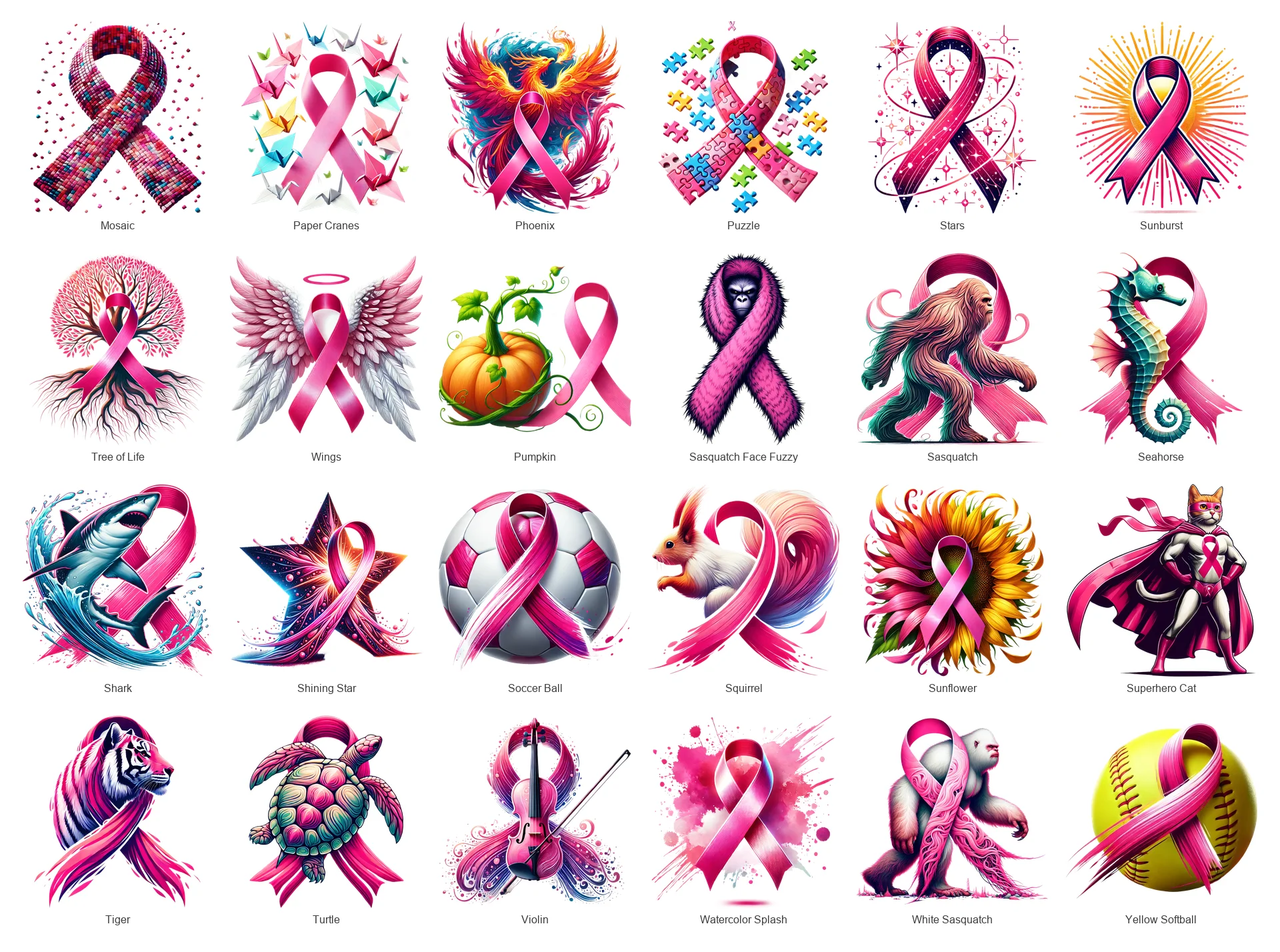 Pink Ribbon Breast Cancer PNG Bundle | 93 Designs | Commercial Use product image (5)