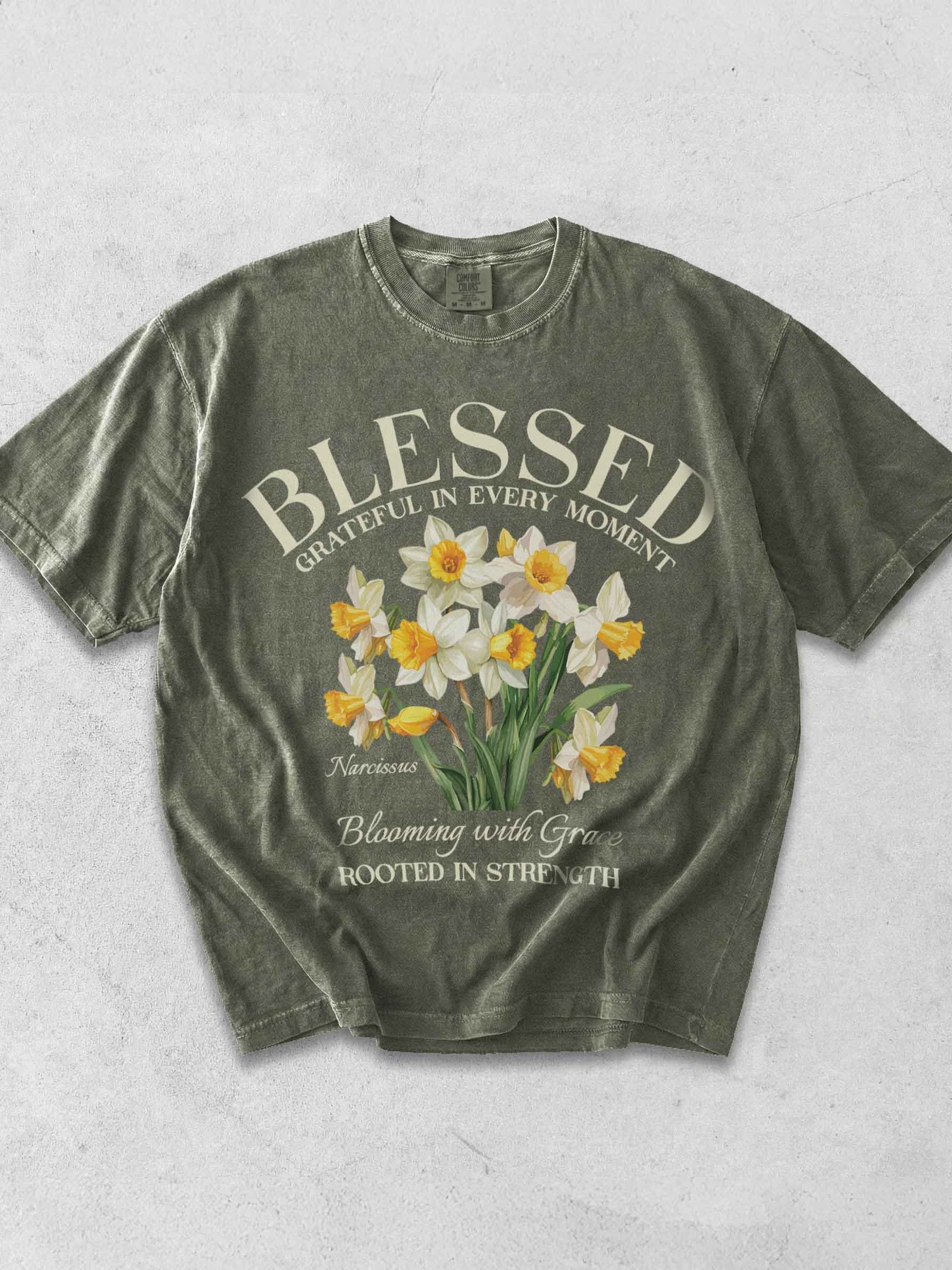 December Blessed Narcissus Flower Shirt – Blooming with Grace, Rooted in Strength Graphic Tee product image (1)