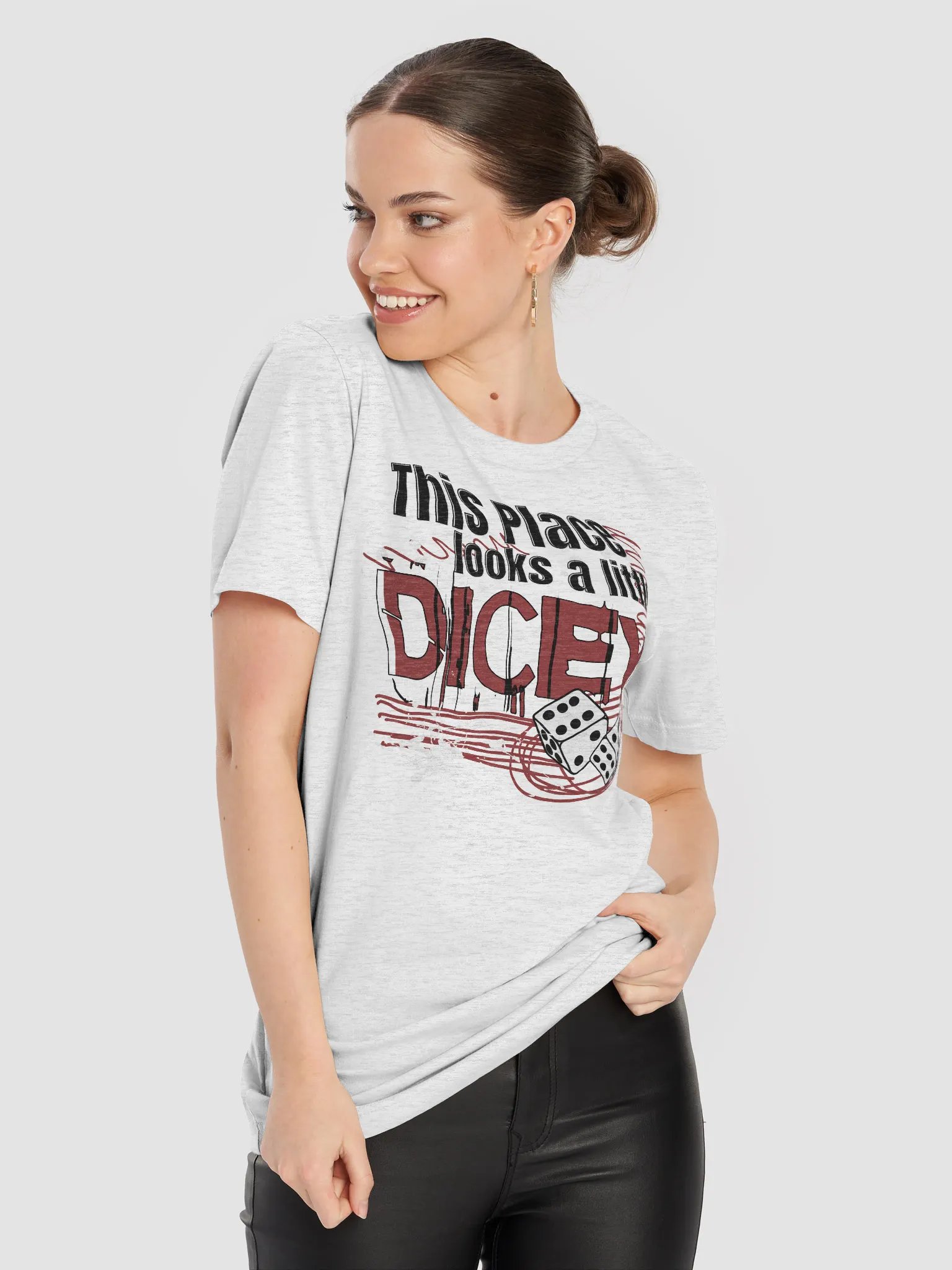 Bad Pun T-shirt for Board Gamers - This Place Looks a Little Dicey - Ash product image (4)