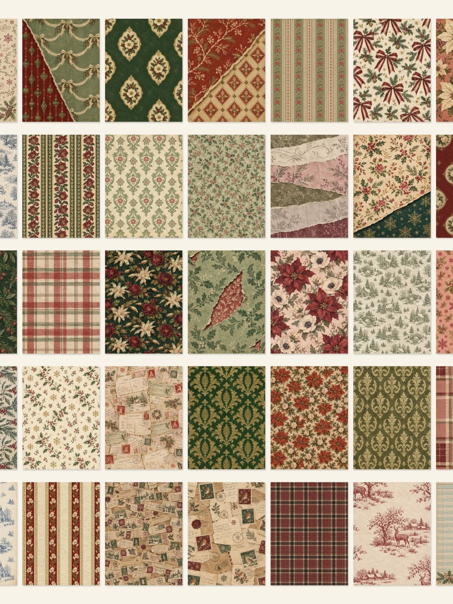600 Vintage Christmas Junk Journal Pages, Victorian Ephemera, Antique Holiday Backgrounds, Printable Scrapbook Digital Paper Bundle, 300 DPI product image (4)