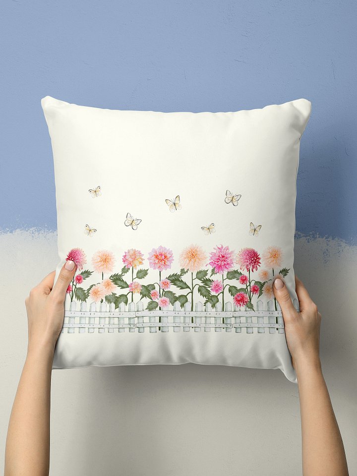 COTTAGE SUMMER DAHLIAS AND BUTTERFLIES GARDEN PILLOW product image (1)