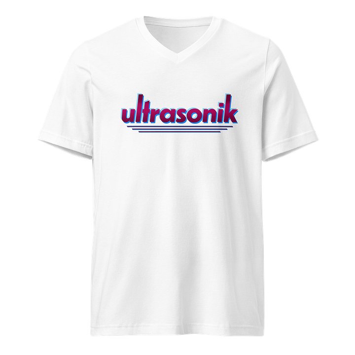 ultrasonik Layered Logo V-Neck T-Shirt (White) product image (1)