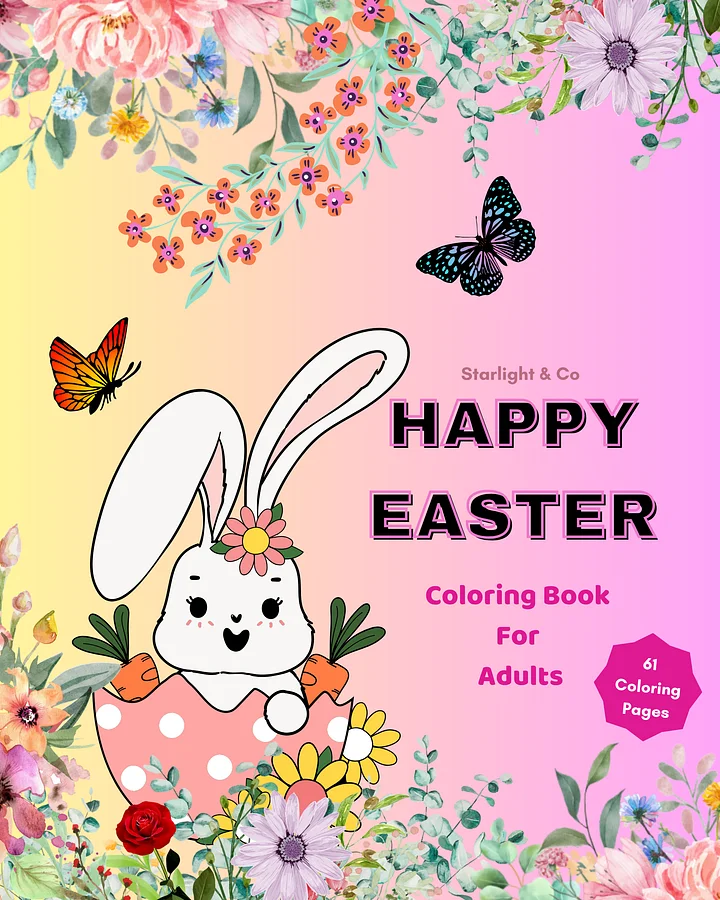Easter Coloring Book For Adults, 61 Coloring Pages, 8.5 x 11 Inches, 1 Zip File product image (1)