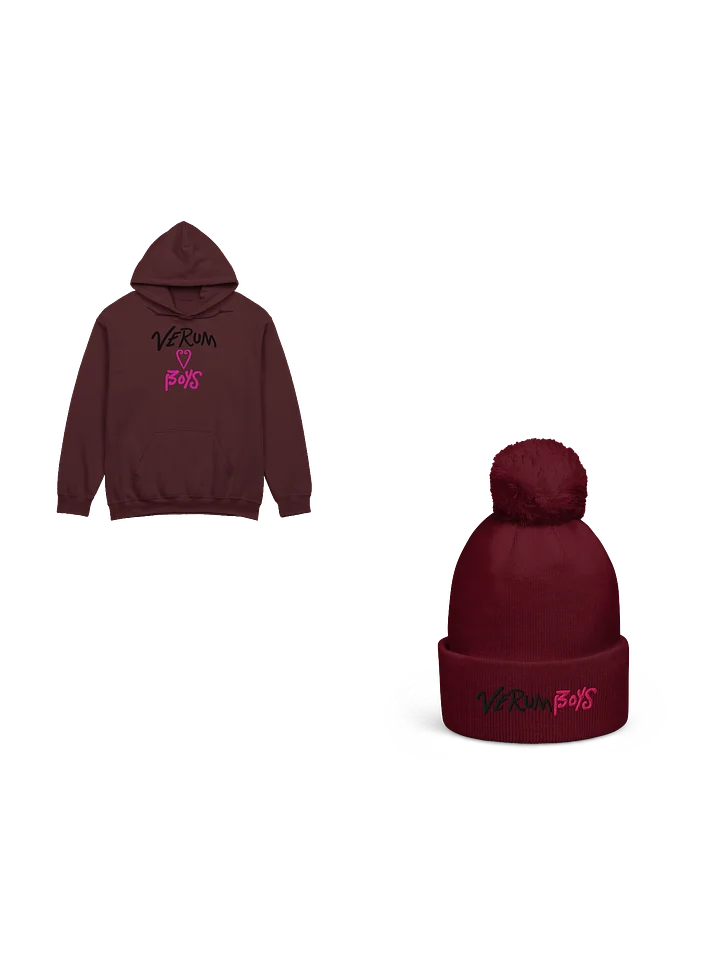 Verum Boys Beanie and Hoodie Bundle - Black/Pink product image (1)