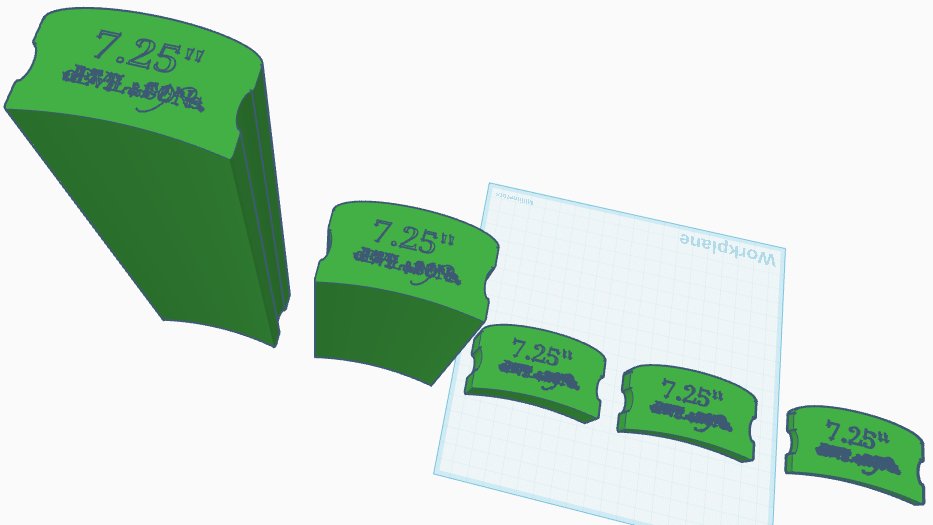 Set of five 7.25” Fretboard Guitar Radius Blocks (3D Print File) product image (2)