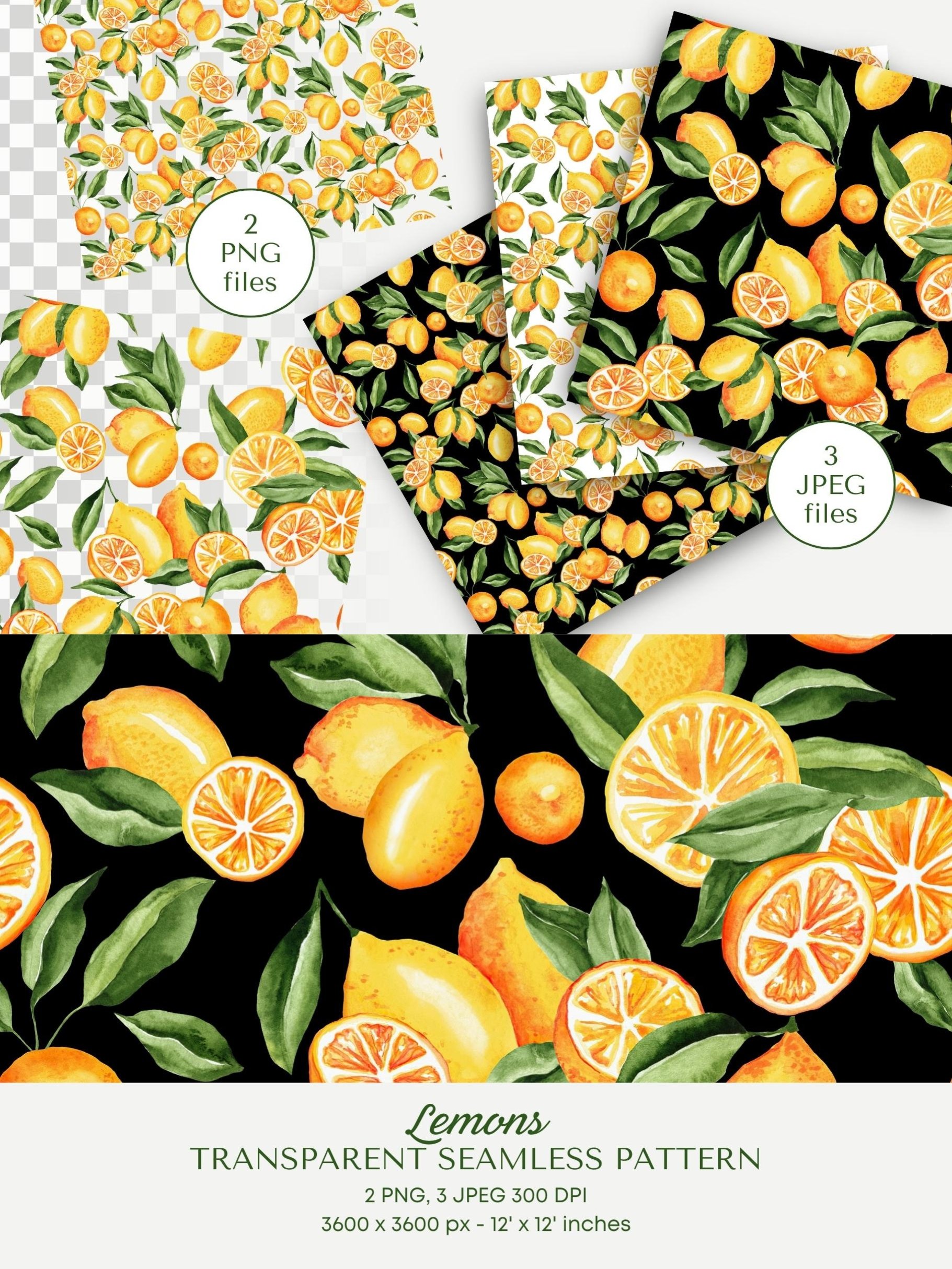 Single Lemon Seamless Pattern No10. Premium Watercolor product image (4)