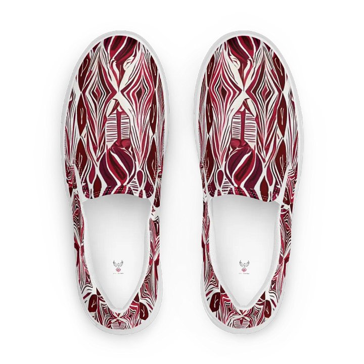 Men's Burgundy & White Abstract Painted Slip On Shoes product image (2)
