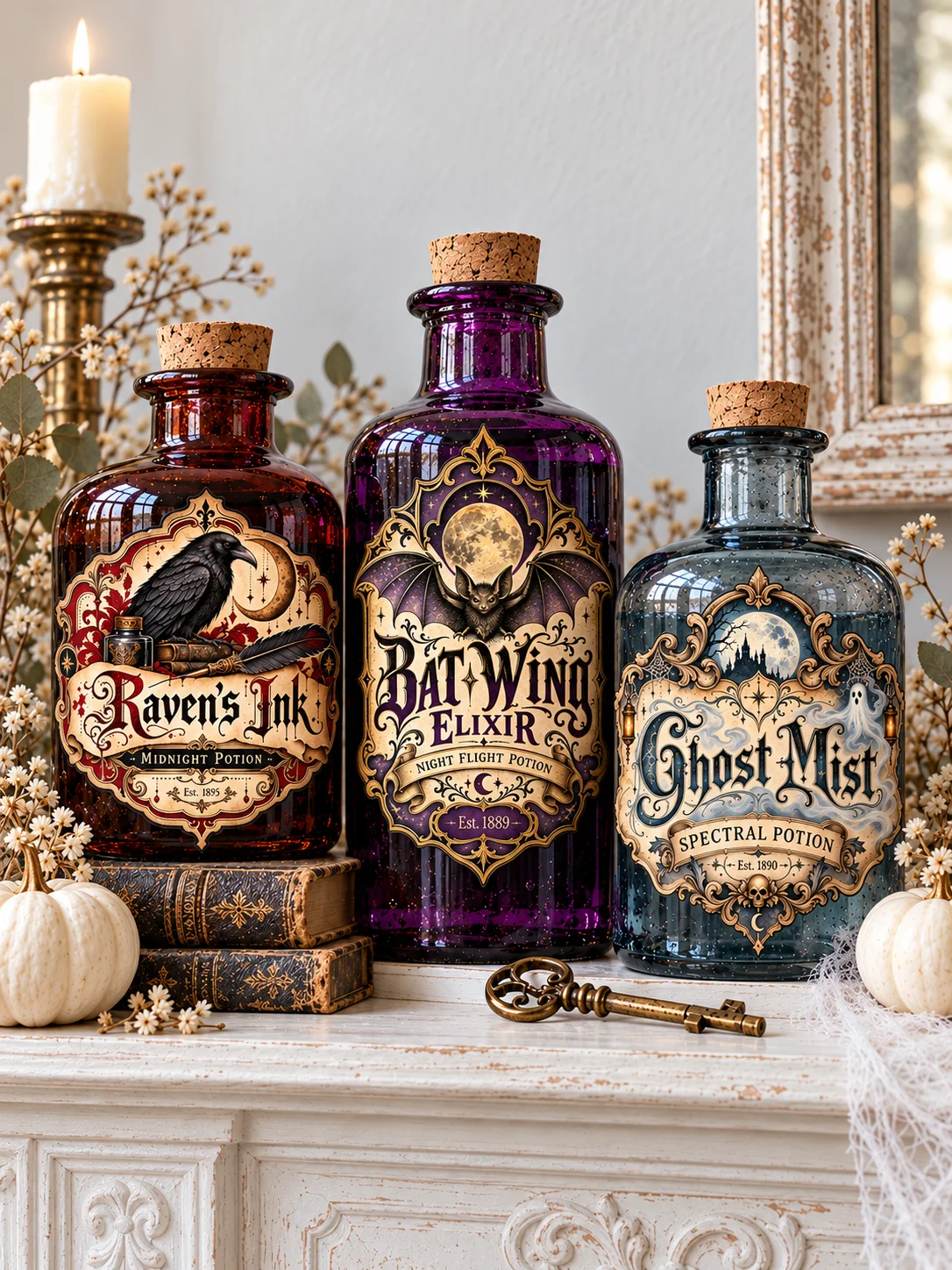 1000 Vintage Halloween Labels, Apothecary Potion Bottle Design, Printable Gift Tags Bundle, Gothic Ephemera Collection, Digital PNG Download product image (6)