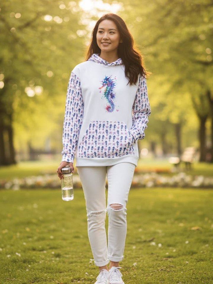 Vibrant Watercolour Seahorse Dreams Hoodie product image (1)