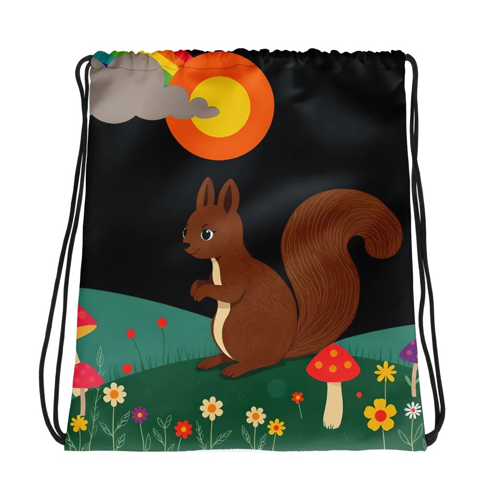 Whimsical Squirrel Adventure Drawstring Bag product image (1)