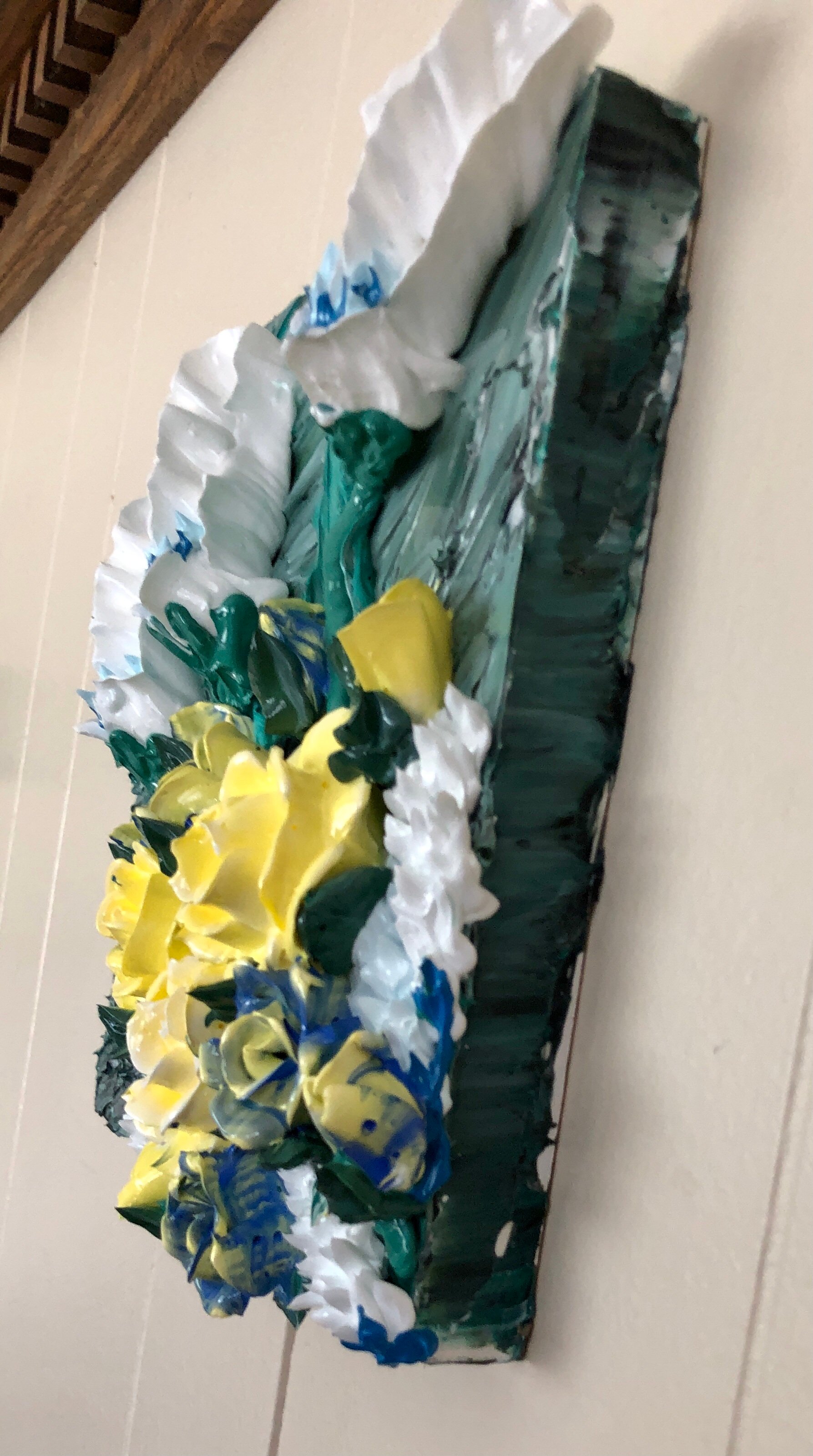 "Yellow roses and Fantasy flowers" 8"x8" birch panel impressionistic Impasto painting product image (2)
