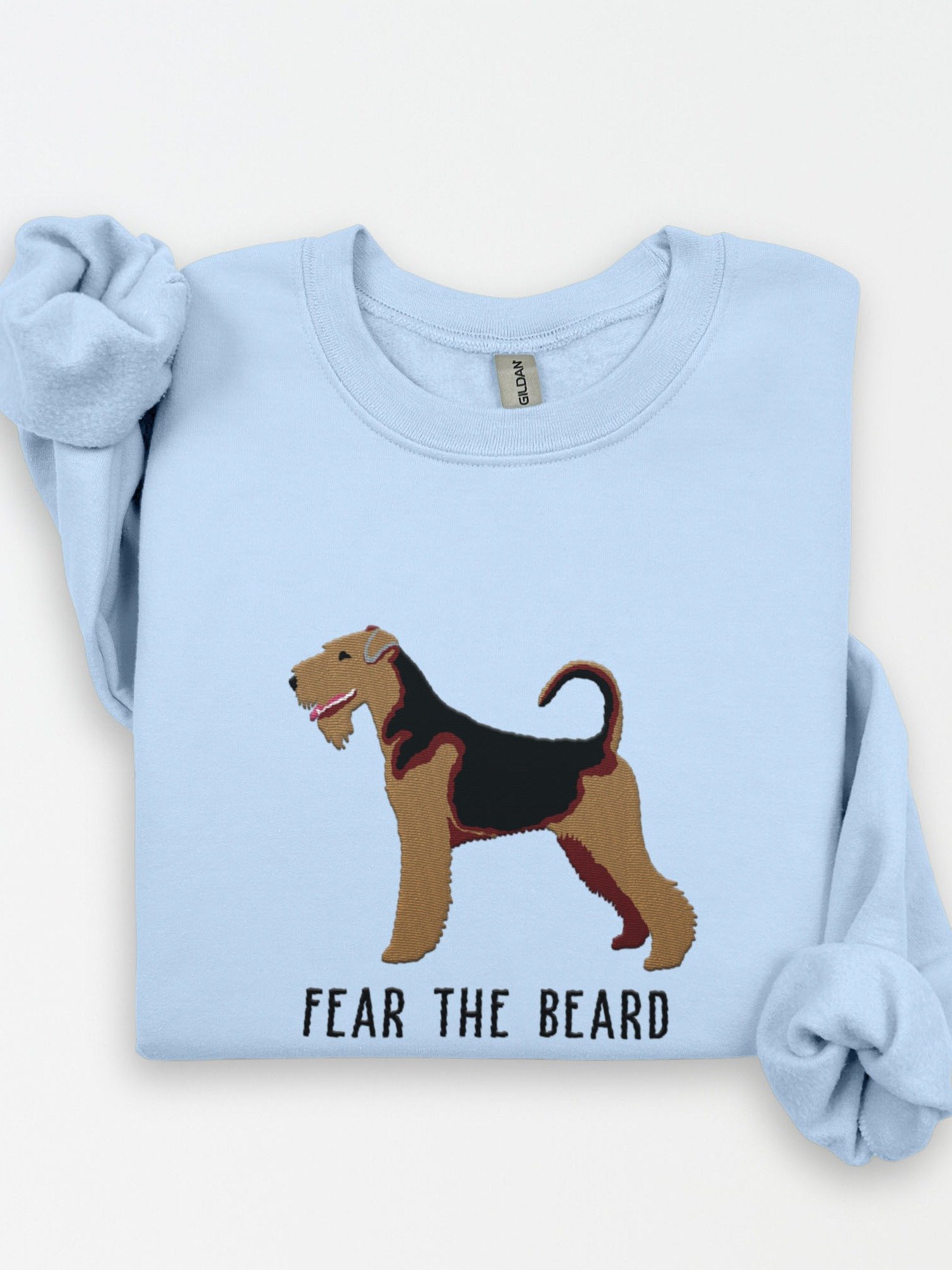 Fear the Beard Sweatshirt(Embroidered) of an Airedale Terrier product image (1)