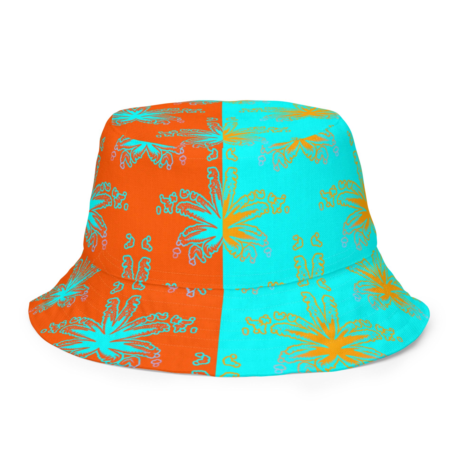 Stoner Circus Cannabis Summertime Reversible Bucket Hat, Pink Green Orange Blue Weed Reefer Rave Accessory, 420 Pot Leaf Festival Fashion product image (6)