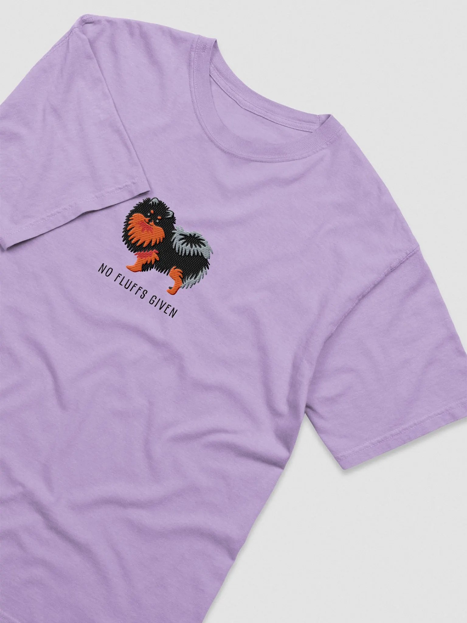 No Fluffs Given T-Shirt(Embroidered) of a Pomeranian(Black & Tan) product image (6)