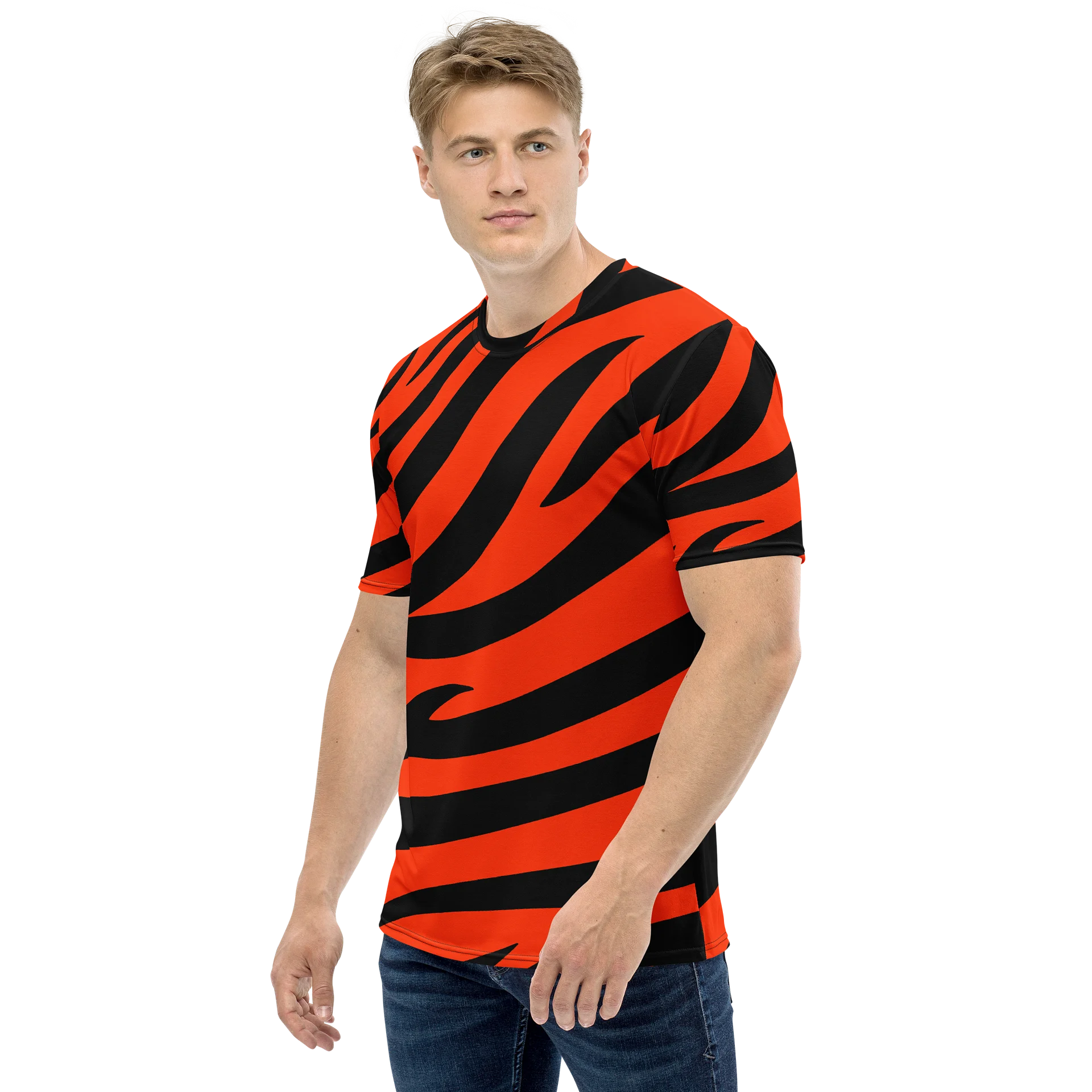 Tiger Print Graphic T-Shirt – Orange Black product image (1)