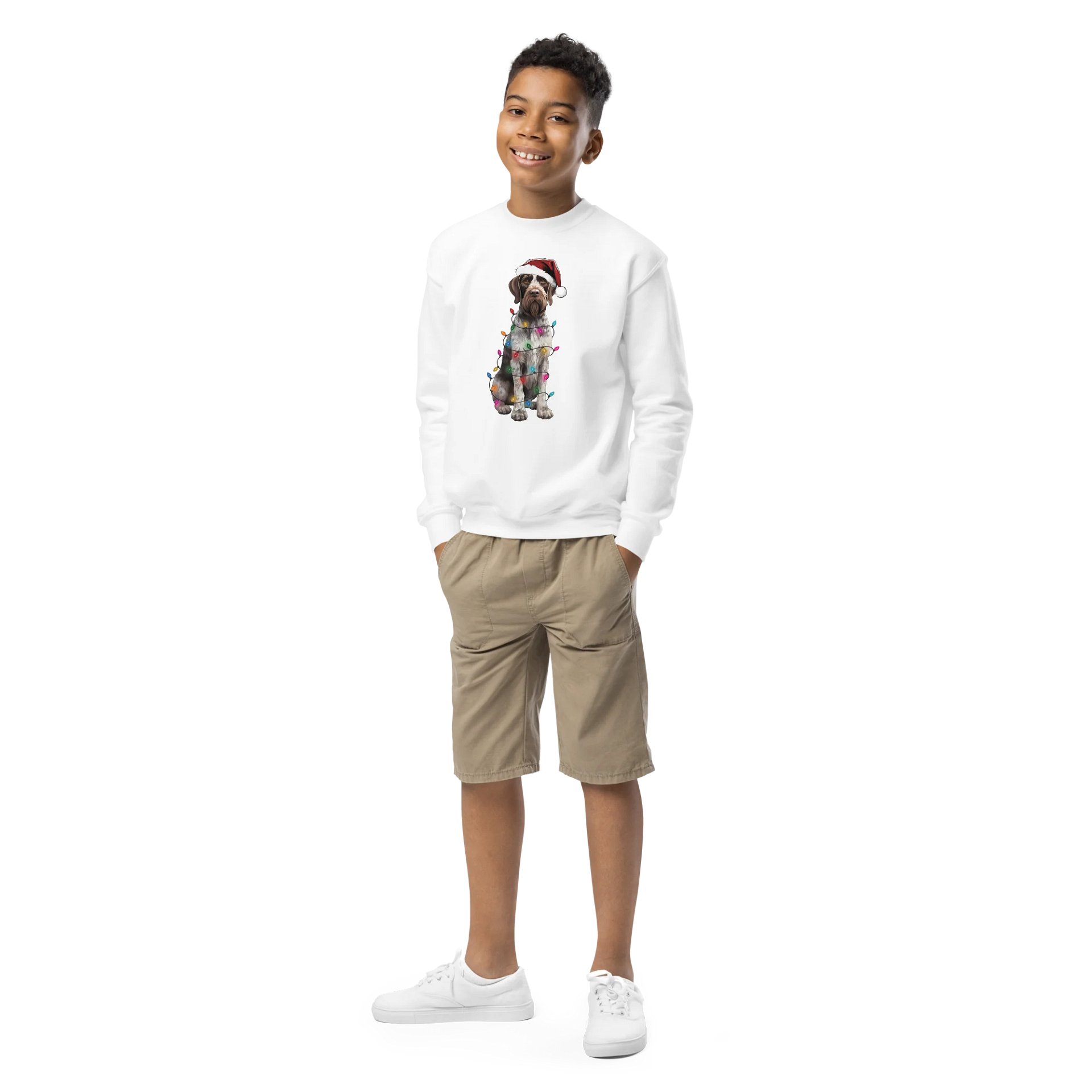 Funny Christmas German Wirehaired Pointer Youth Sweatshirt product image (1)
