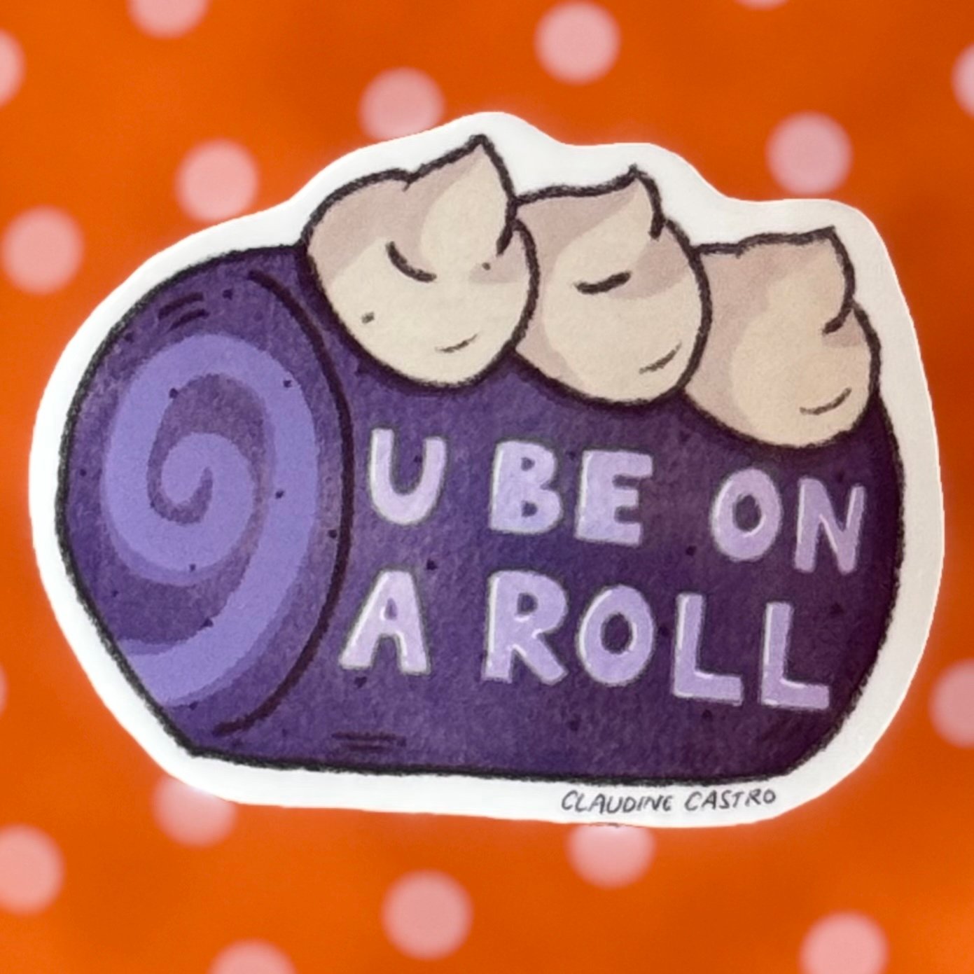 U be on a roll Ube Cake Roll Waterproof Vinyl Sticker product image (2)