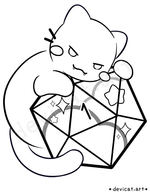 CandiCat Void Cat D20 2026 Coloring Page product image (1)